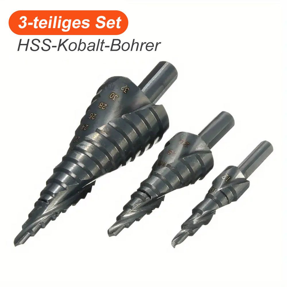 PODOFO Stufenbohrer Stufenbohrer Set 3tlg 4-12,4-20,4-32mm Kobaltlegierung, (3-tlg), 4-32 mm