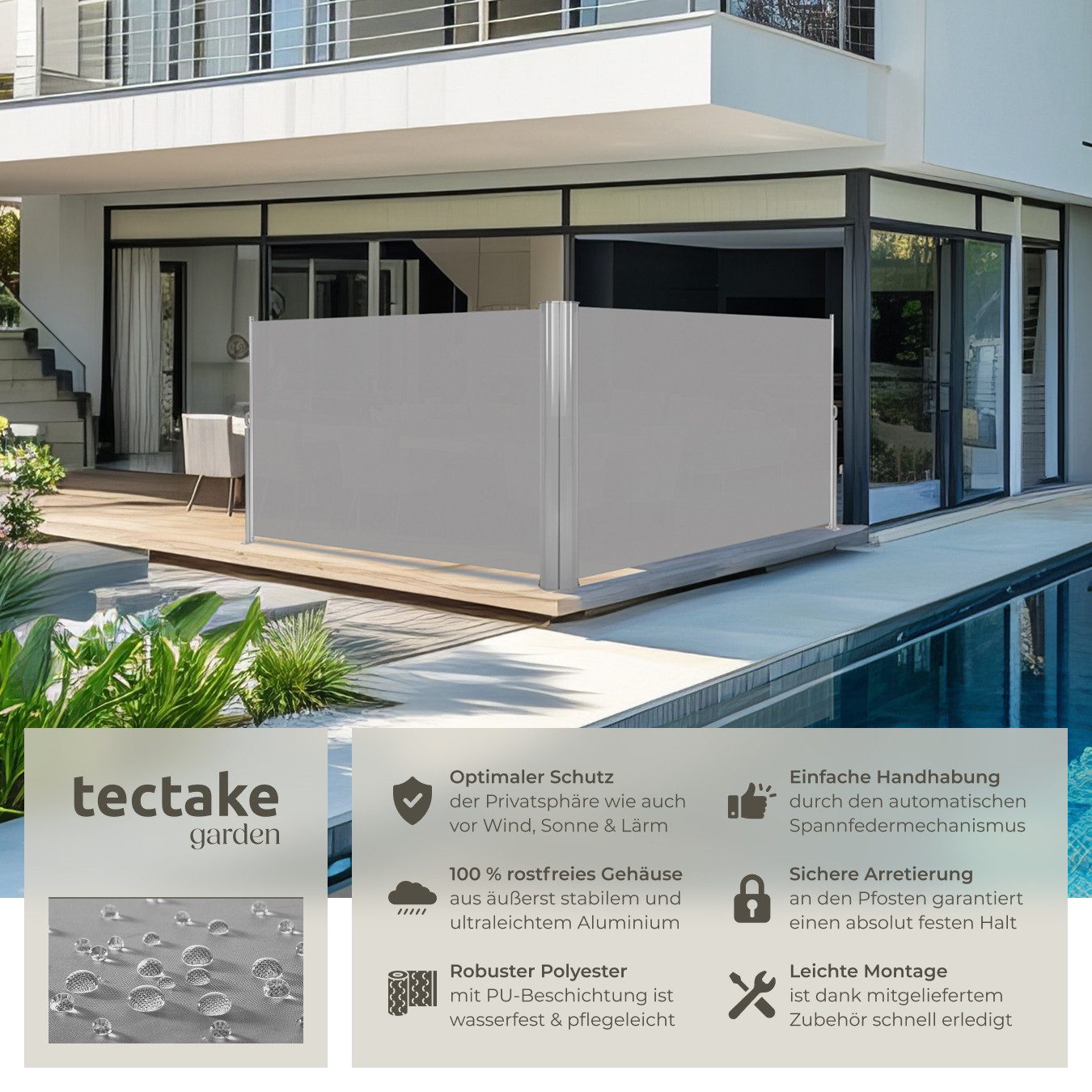 tectake Seitenarmmarkise Doppel-Seitenmarkise aus Aluminium günstig online kaufen
