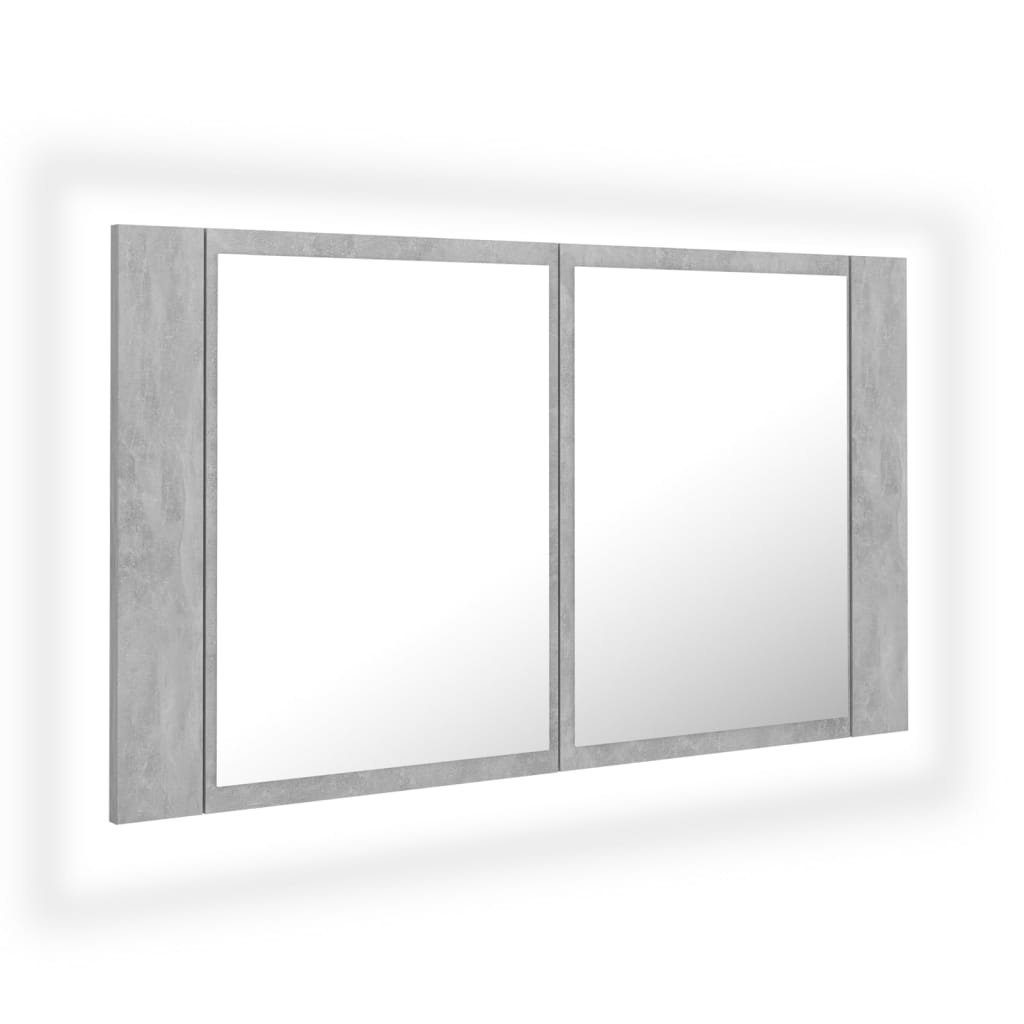 vidaXL Badezimmerspiegelschrank LED-Bad-Spiegelschrank Betongrau 80x12x45 cm Acryl (1-St)