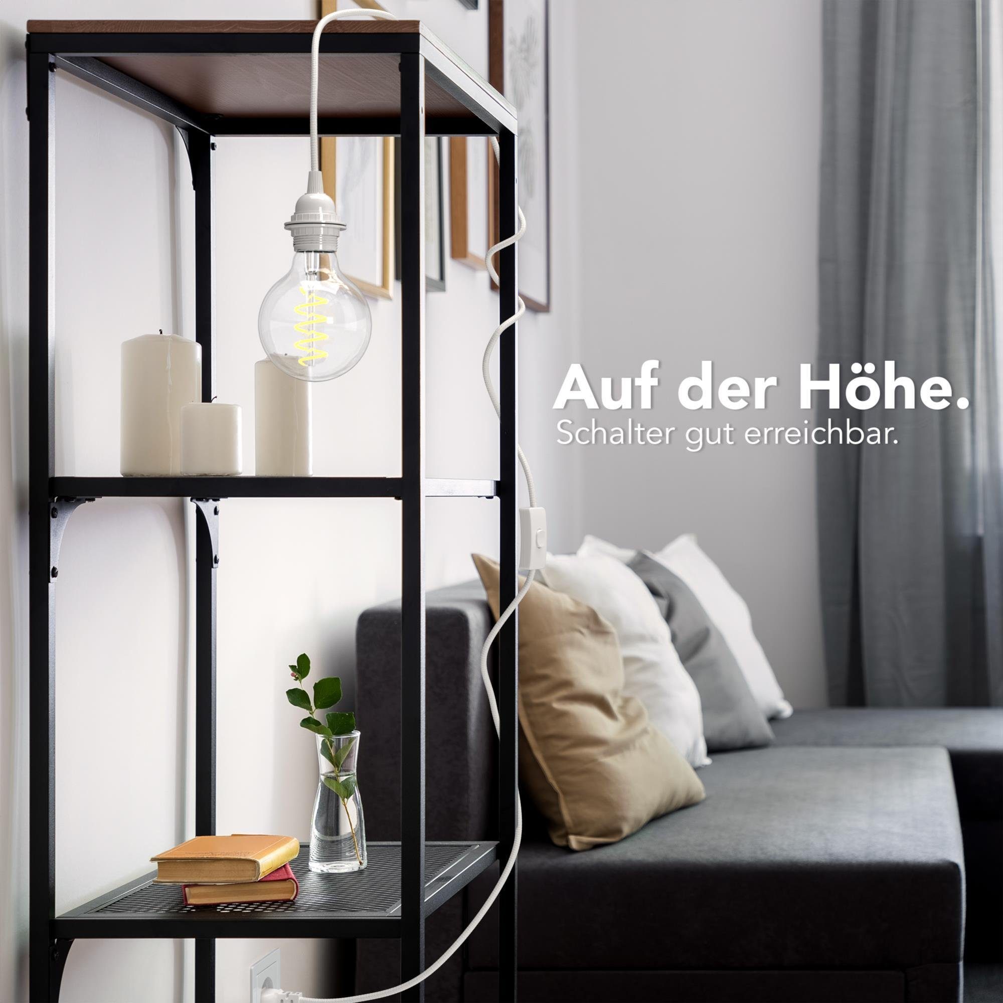 EAZY CASE Lampenfassung 3x E27 Lampensockel 5m Kabel & Schalter DIY Lampen, (1-St), E27 Sockel Schraubring für Lampenschirme Deko Lampe zum Aufhängen Weiß