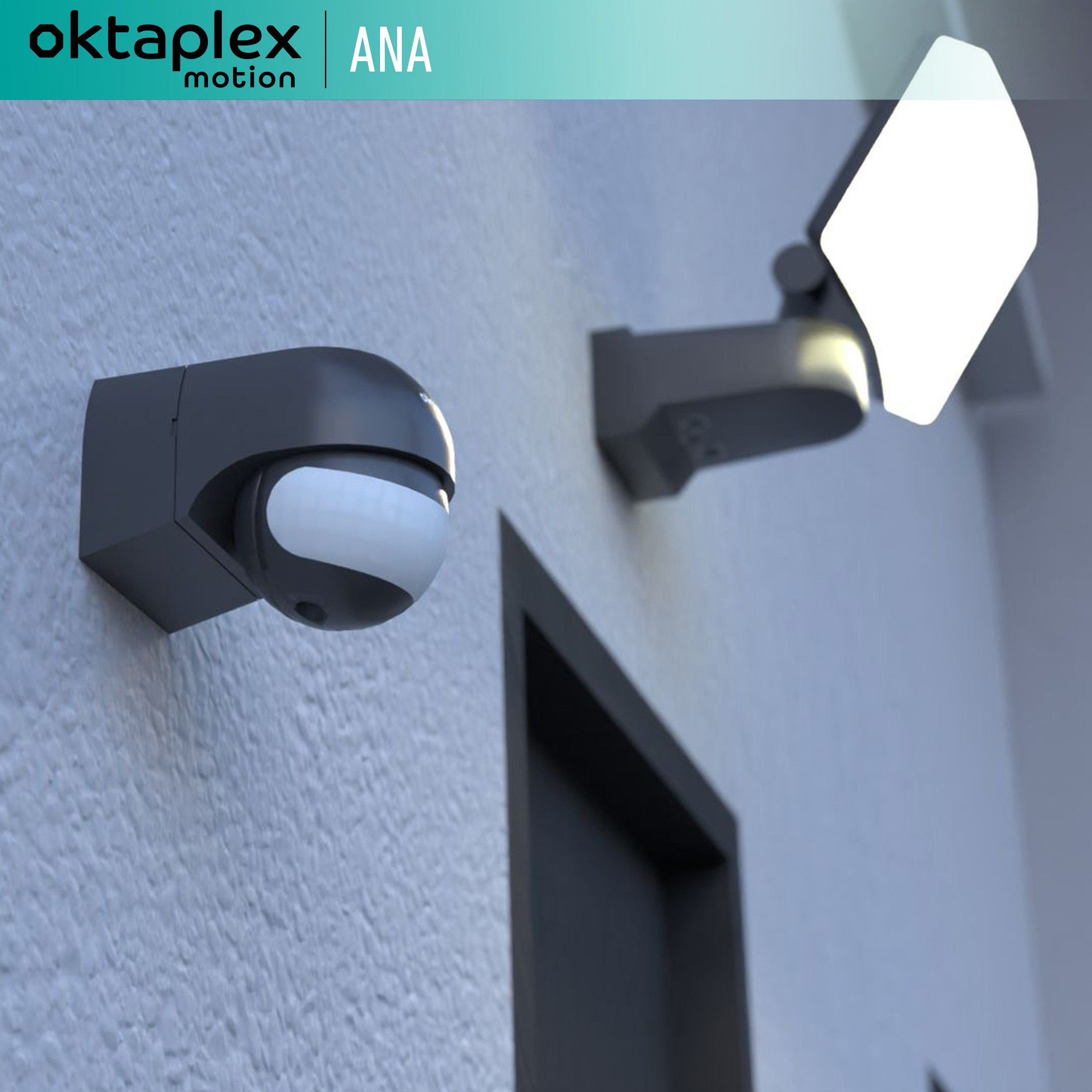 Oktaplex motion Bewegungsmelder 180° / Ana Reichweite 12m Aussen Infrarotsensor IP44 Aufputz 230V, schwenkbar