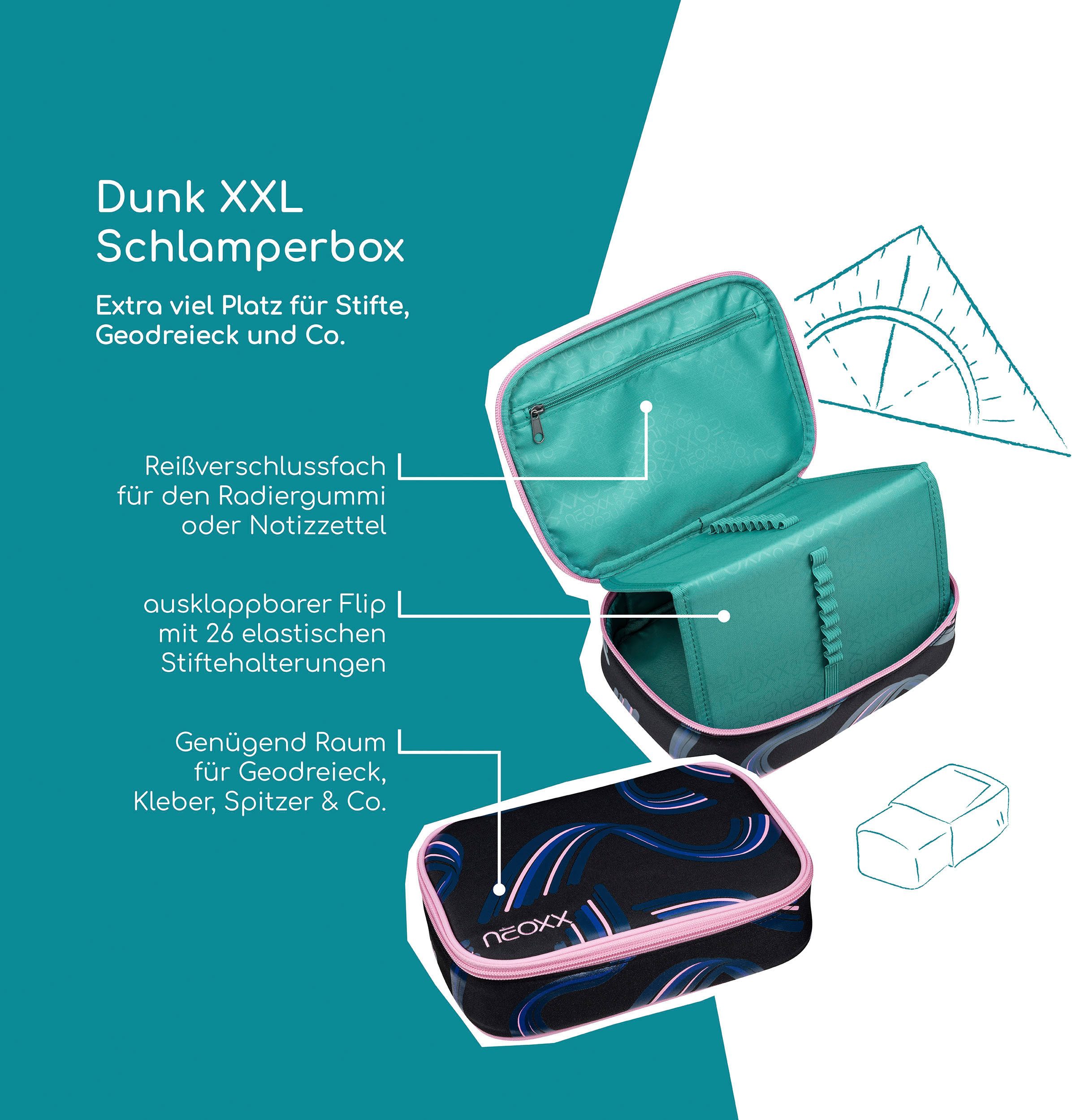 neoxx Schreibgeräteetui Schlamperbox, Dunk, teilweise aus recyceltem Material