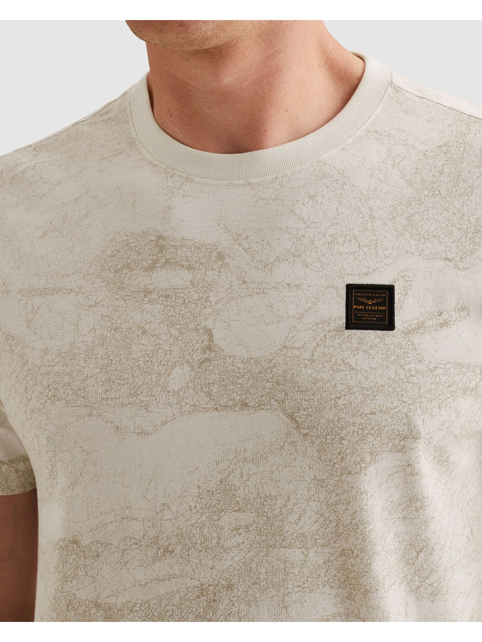 PME LEGEND T-Shirt Short sleeve r-neck single jersey aop mit Logo Stickerei