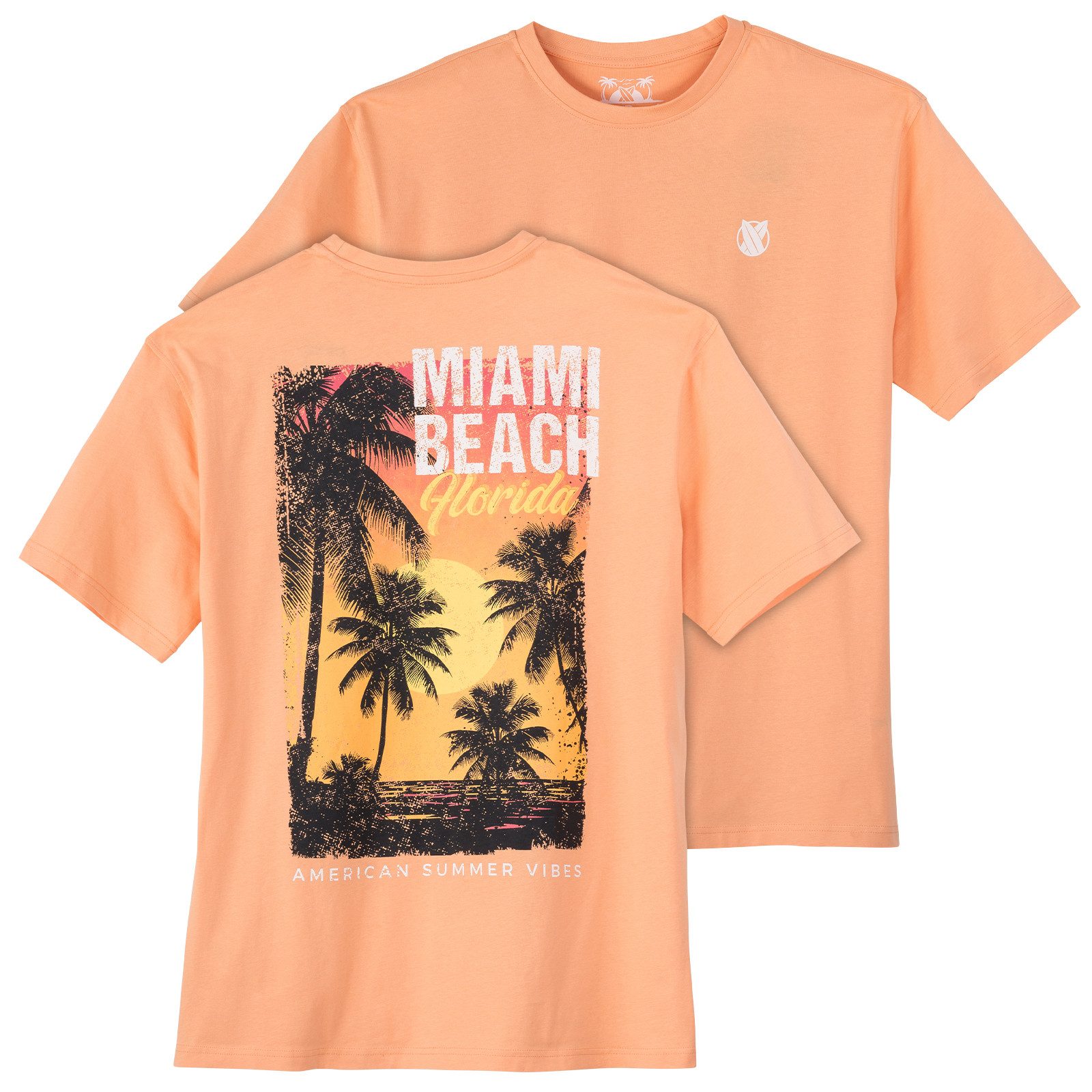 Calm Beach Print-Shirt Calm Beach Übergrößen orange T-Shirt Rückenprint