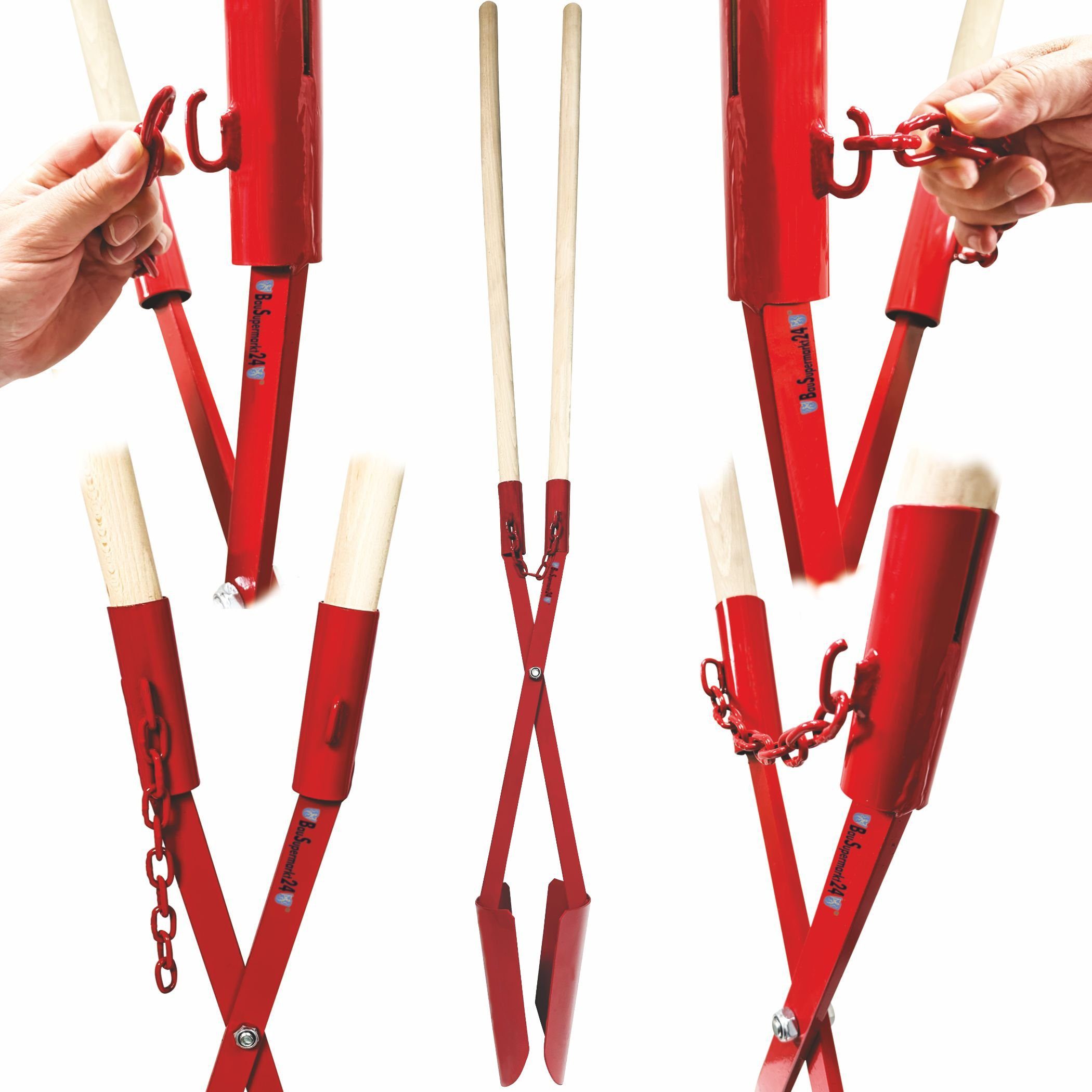 BauSupermarkt24 Garten-Multifunktionsgerät Erdlochausheber 15–32cm Ø Gr.2 Handbagger Erdlochschaufel m. Stiele – Bild 4 von 5