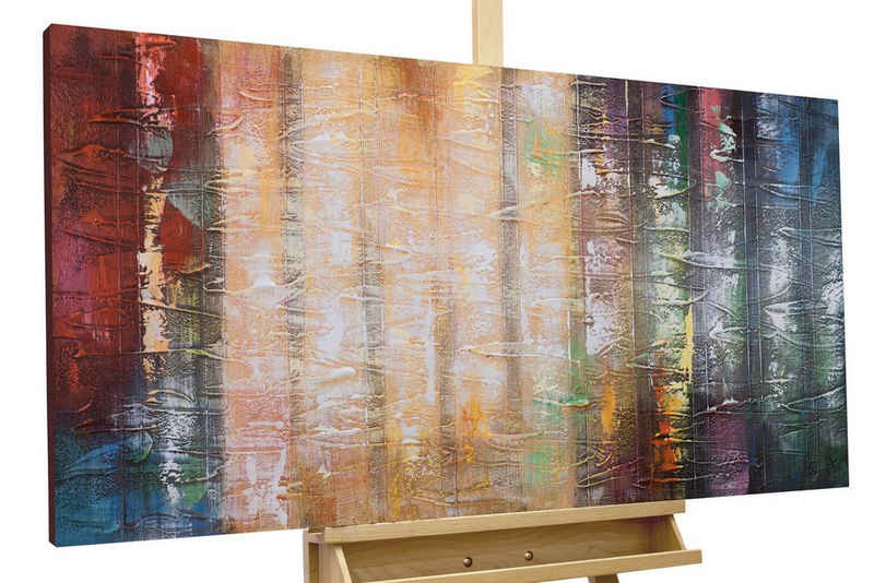 KUNSTLOFT Gemälde Gleaming Colours 120x60 cm, Leinwandbild 100% HANDGEMALT Wandbild Wohnzimmer