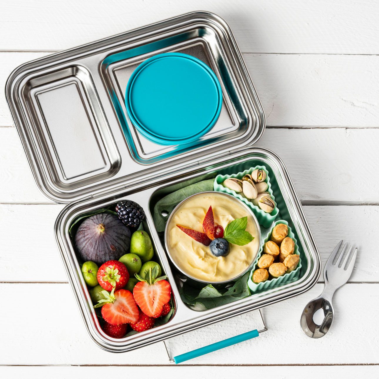 LEKKABOX Lunchbox Auslaufsichere Edelstahldose, 180ml - Joghurt, Dressing & Obst To Go, Wasserdicht transportiert – Joghurt, Obst und Dips sicher mitnehmen