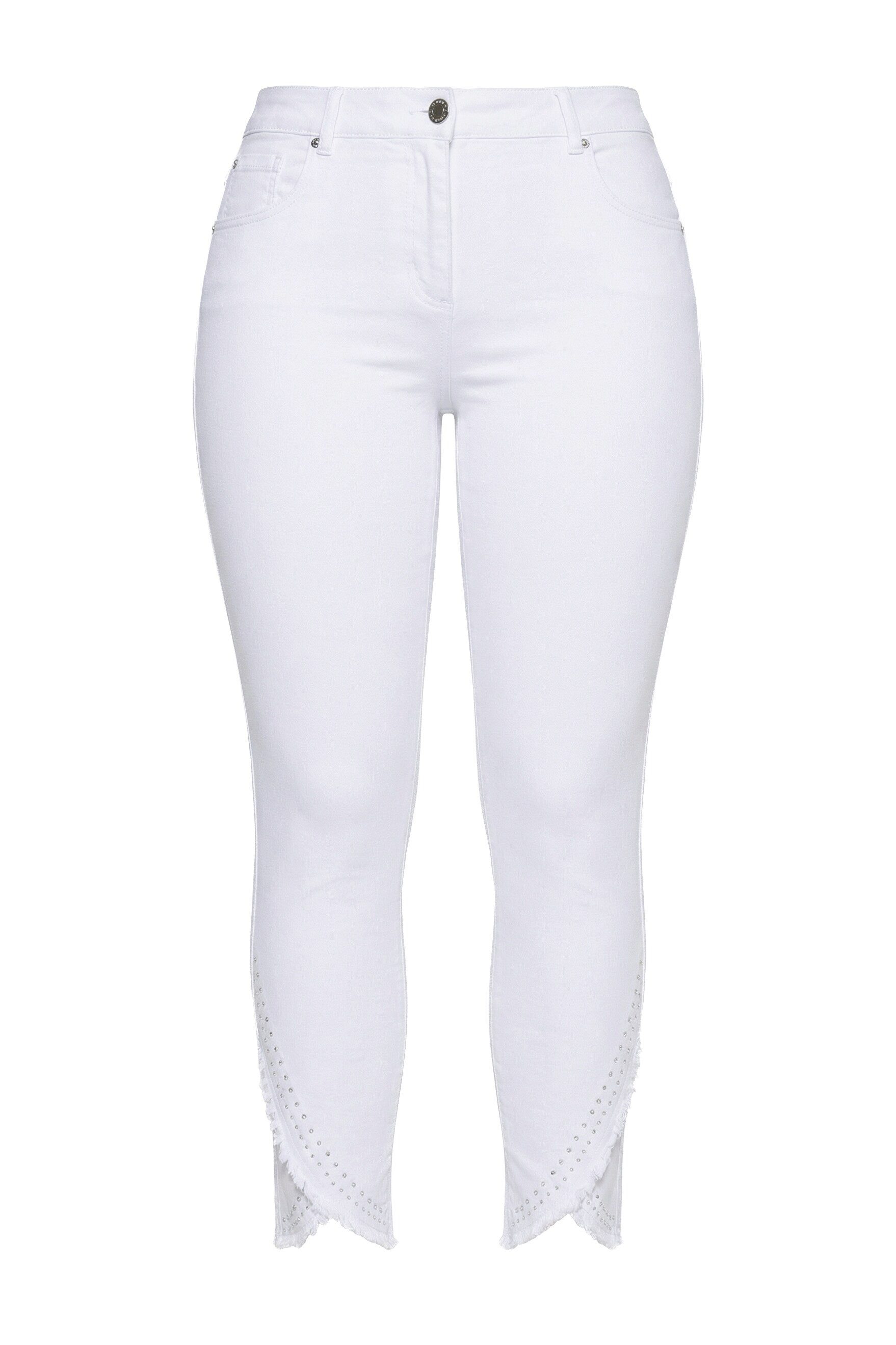 MIAMODA Funktionshose 7/8 Jeans Skinny Fit 5-Pocket Fransensaum