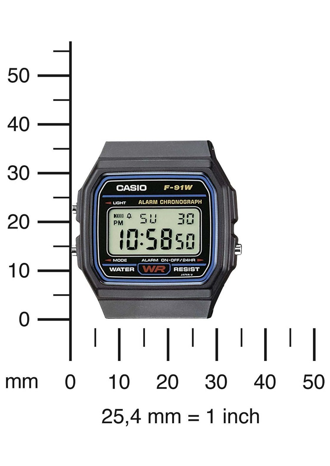 CASIO TIMELESS COLLECTION Chronograph F-91W-1YEG, Quarzuhr, Armbanduhr,Herren,Damen,Jugendliche, Digitaluhr,Resinarmband