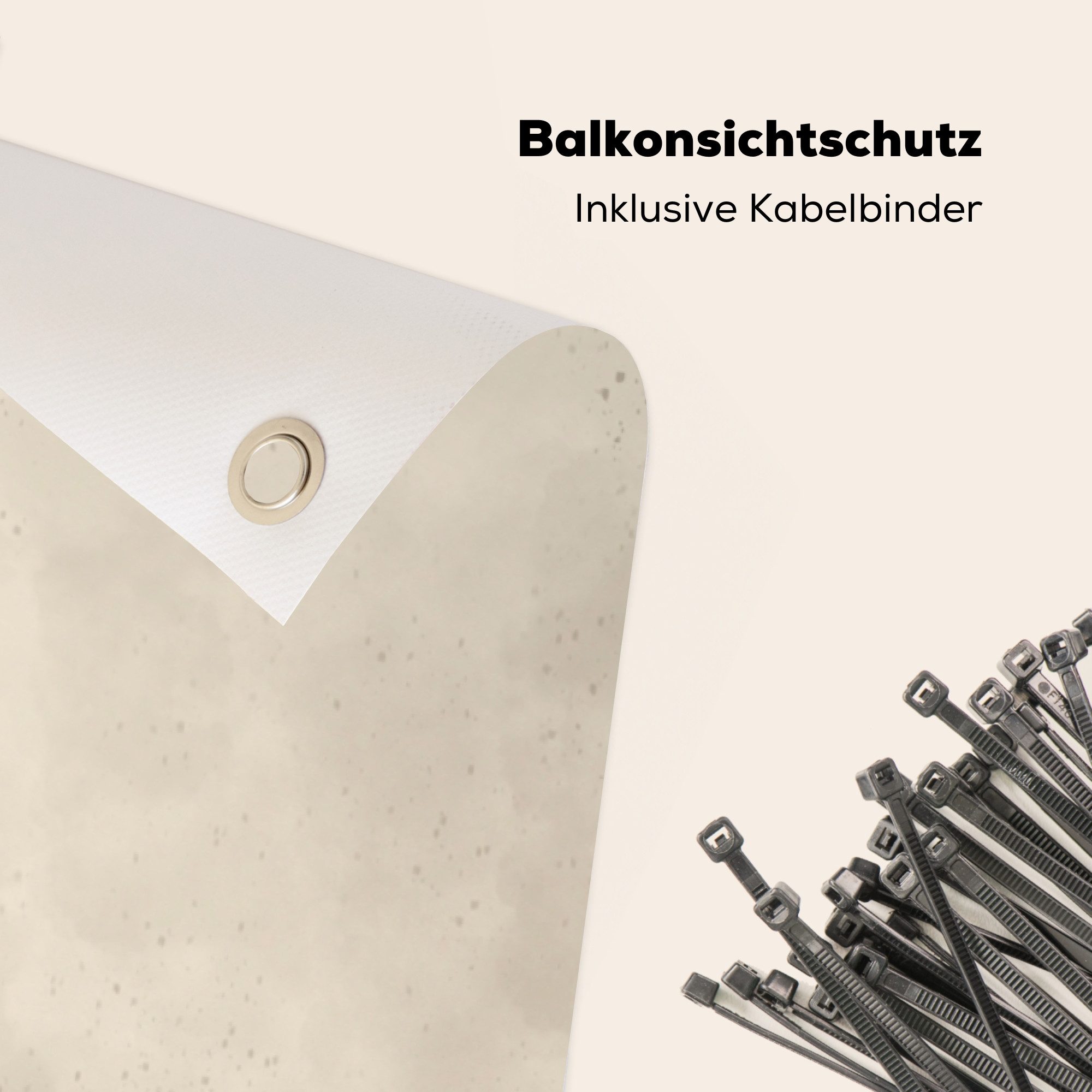 MuchoWow Balkonsichtschutz Blume - Rose - Beige - Taupe (1-St) Balkon Sichtschutz 90x200, Windschutz für Zaun PVC, 200x90 cm – Bild 5 von 5