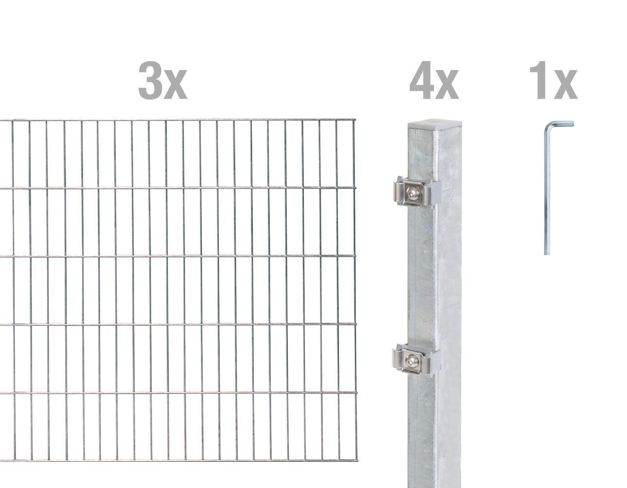 Alberts Doppelstabmattenzaun Grundset, (Set), Höhe: 80-200 cm, Gesamtlänge: 4-30 m, zum Einbetonieren