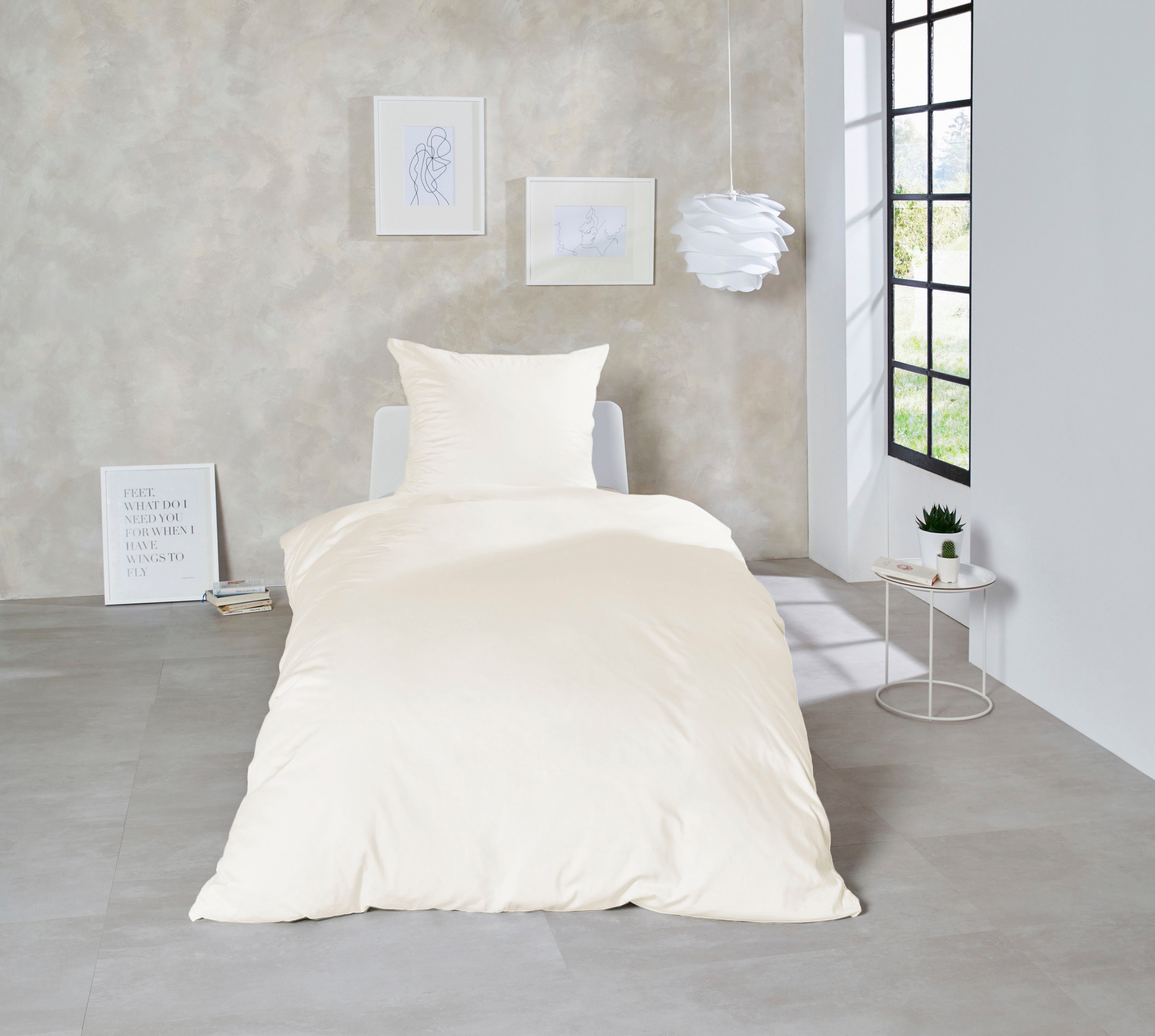 Primera Bettwäsche Uni Luxus-Satin in Gr. 135x200, 155x220 oder 200x200 cm, Satin, 2 teilig, Bettwäsche aus Baumwolle, unifarbene Bettwäsche mit Reißverschluss – Bild 4 von 5