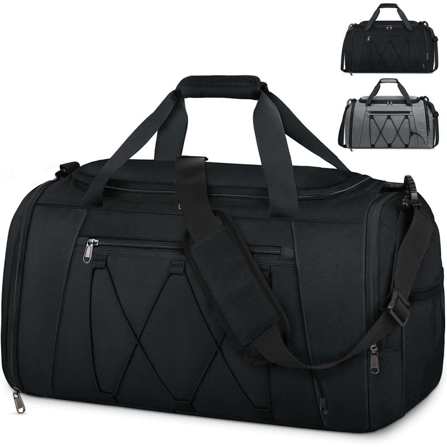 Sporttasche Sporttasche Herren Damen mit Schuhfach Nassfach 40L Schwarz