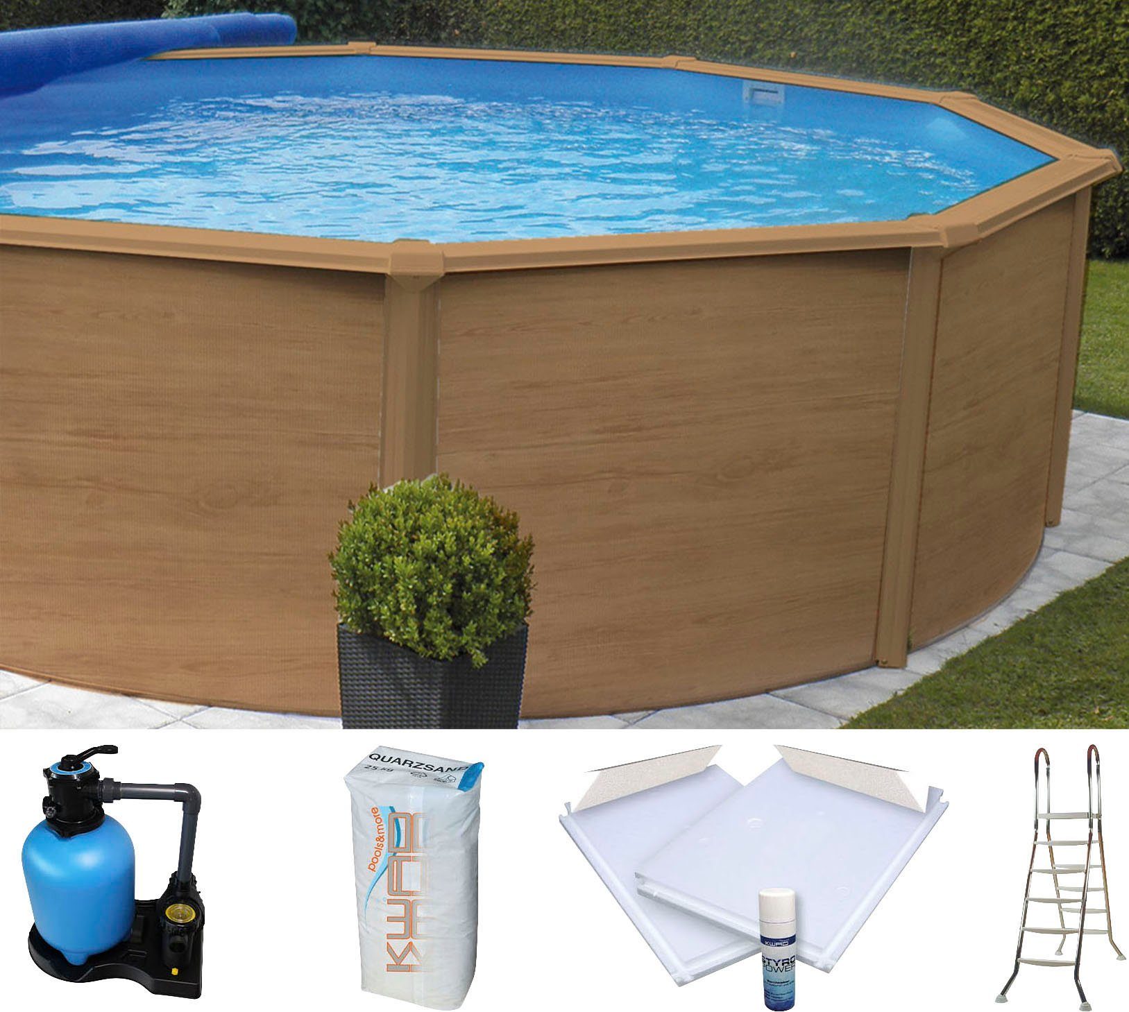 KWAD Rundpool »Supreme« all in Premium Folie (Set, 7-tlg), ØxH: 550x132cm, inkl. Bodenisolationsset