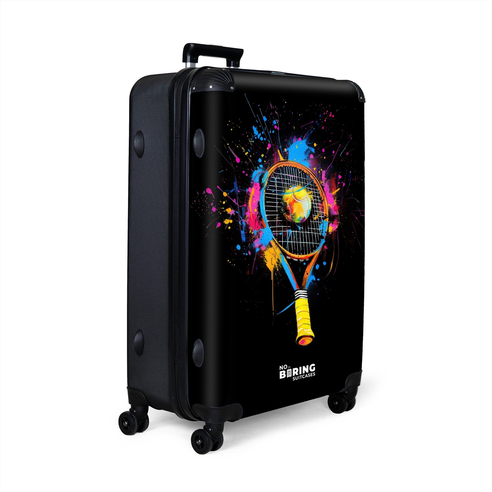 NoBoringSuitcases.com© Hartschalen-Trolley Bunter Tennisschläger mit Ball günstig online kaufen