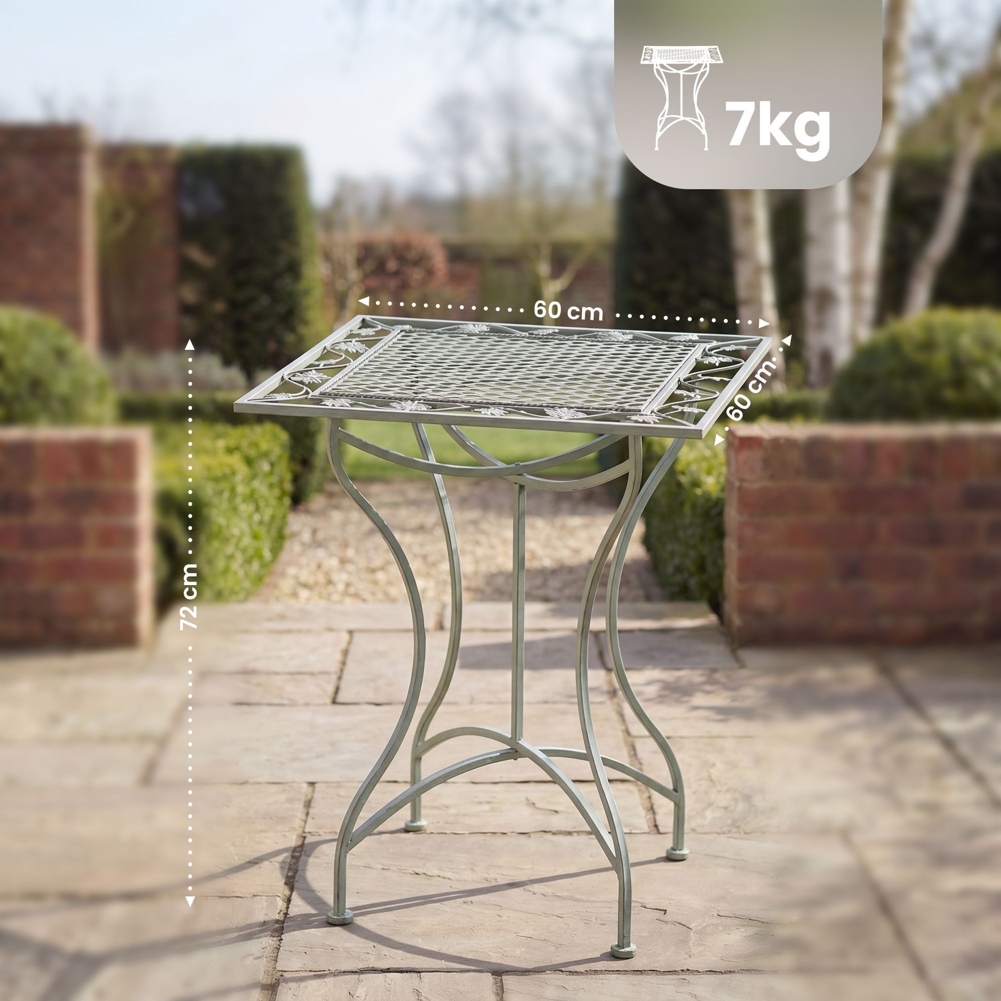 furnicato Gartentisch Asina 60x60x72 cm antik-grün (1-St)