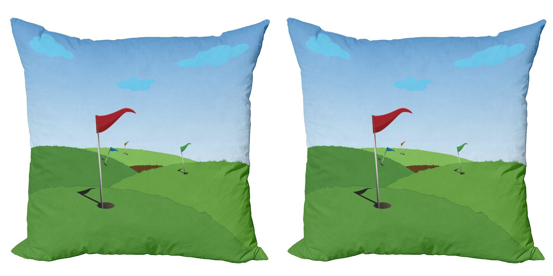 Hills Kissenbezüge Flagge Stück), Accent Golfplatz-Szene Digitaldruck, Abakuhaus Modern Doppelseitiger Grassy (2