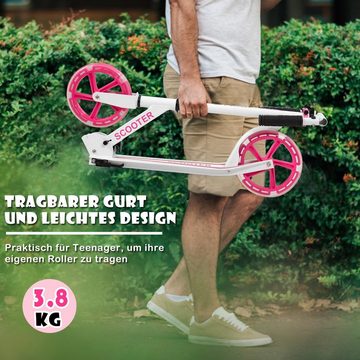 COSTWAY Cityroller Tretroller, mit 2 LED Rädern, klappbar