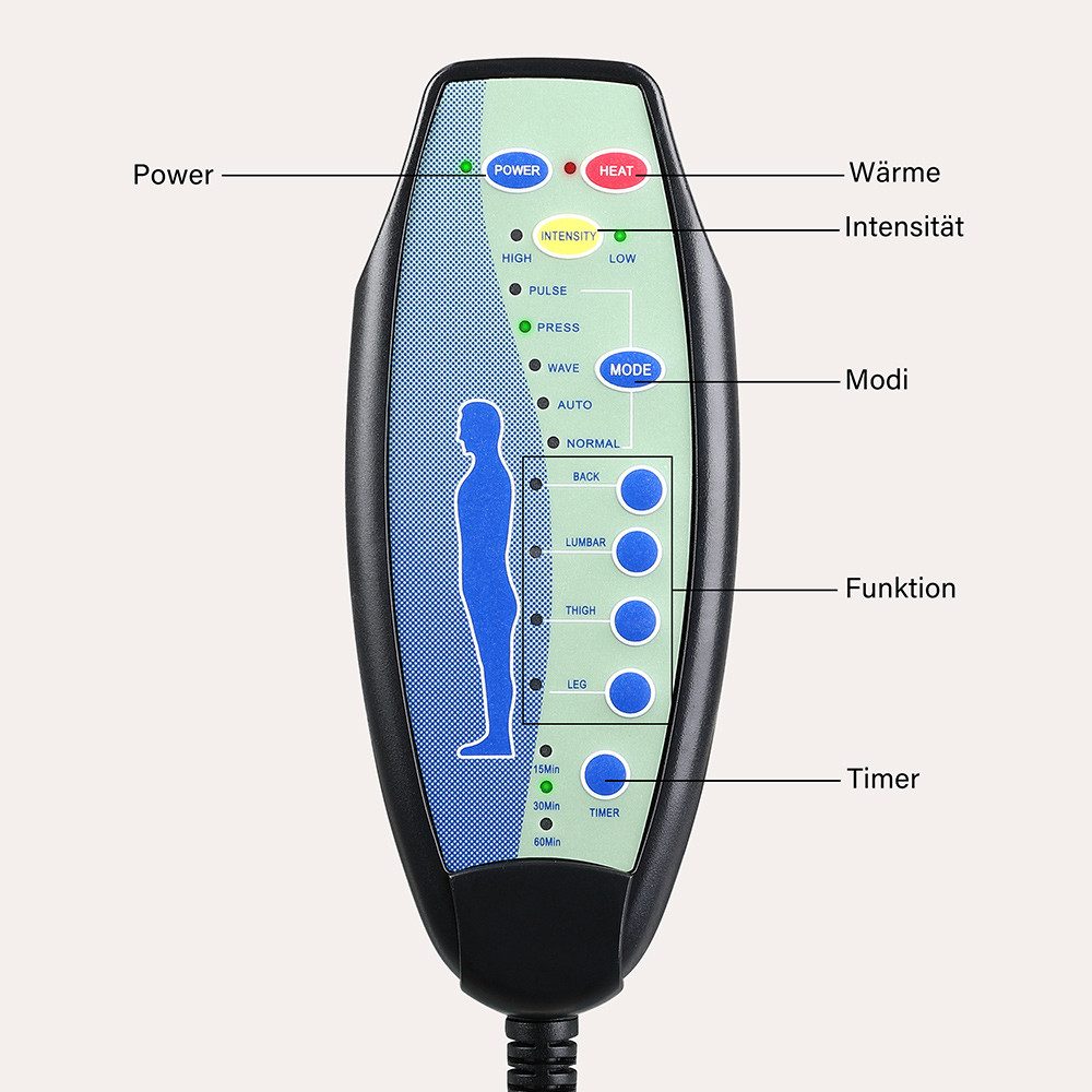 Casaria Relaxliege London Massage, 1 Teile, Massage Heizfunktion 186x89x55cm Kunstleder Gepolstert 180kg Belastbar