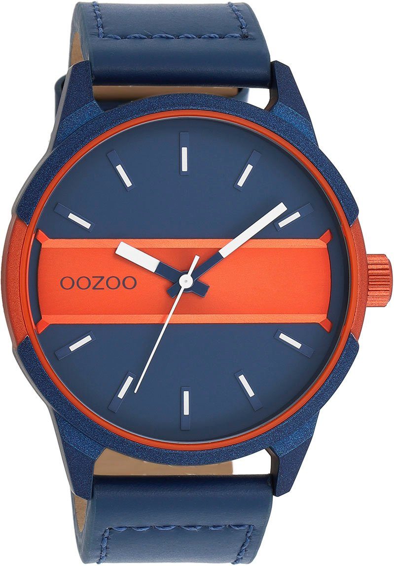 OOZOO Quarzuhr C11232, mm aus Metall, IP-beschichet, Ø 48 blau/orange ca. Gehäuse