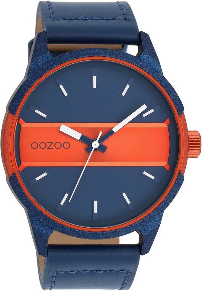 OOZOO Quarzuhr C11232, blau/orange ca. Metall, 48 Gehäuse IP-beschichet, aus Ø mm