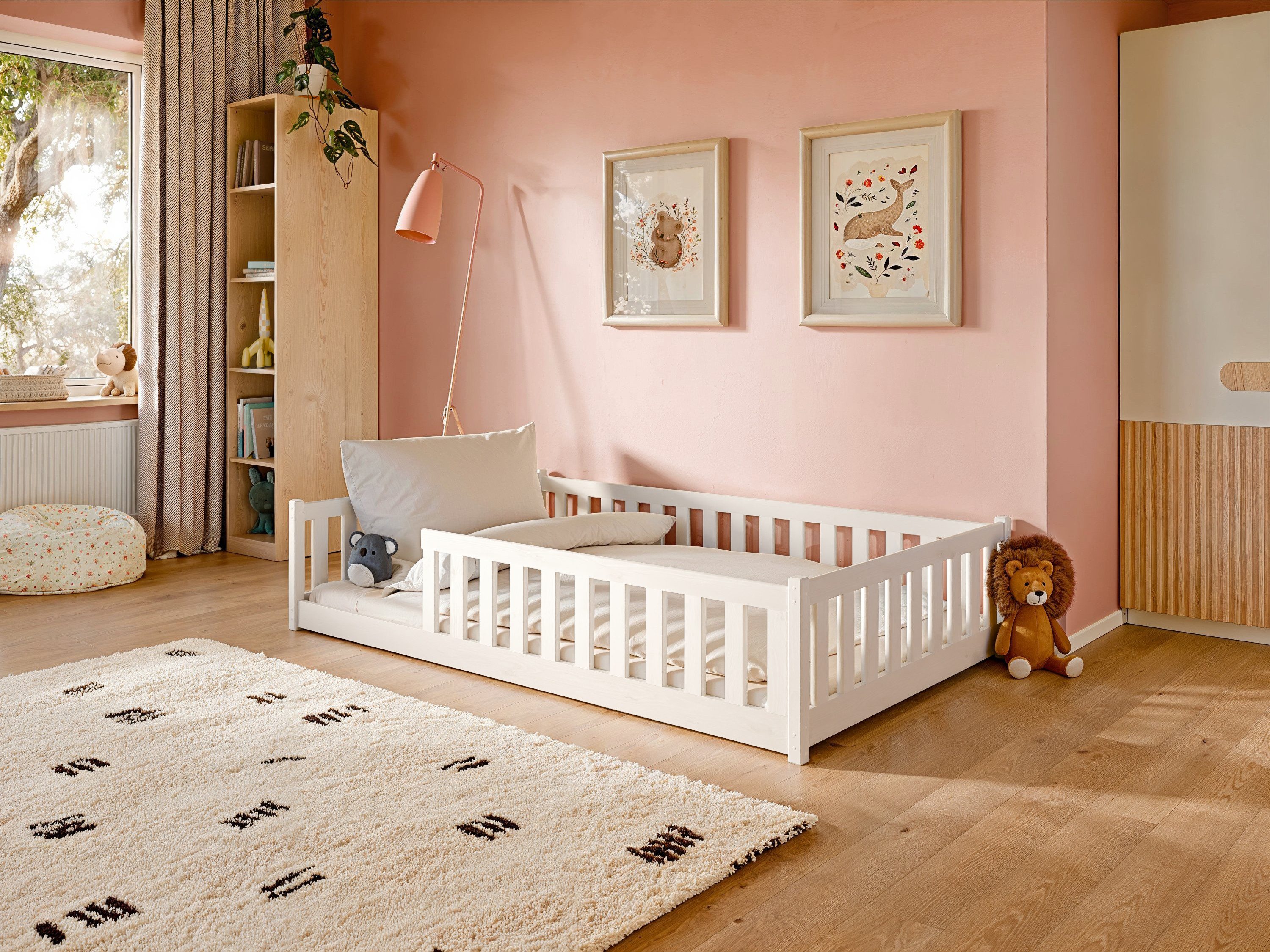 Kids Collective Kinderbett Bodenbett Bett mit Rausfallschutz & Lattenrost Montessori Bett Kinder (Jungen, Mädchen, Kinder, weitere Größen 80x160, 90x200, 140x20 – Bild 4 von 5