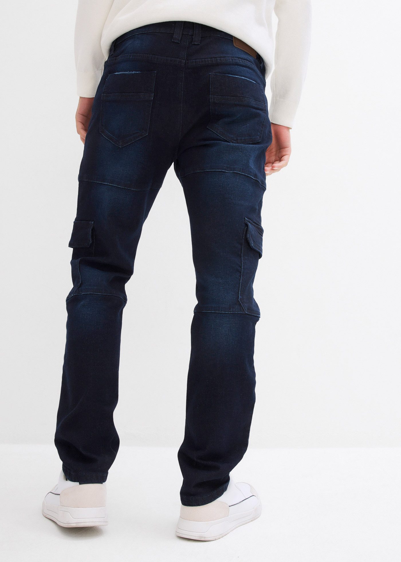 bonprix Cargojeans Slim Fit, aus Baumwolle und Elasthan, mit gewaschener Optik