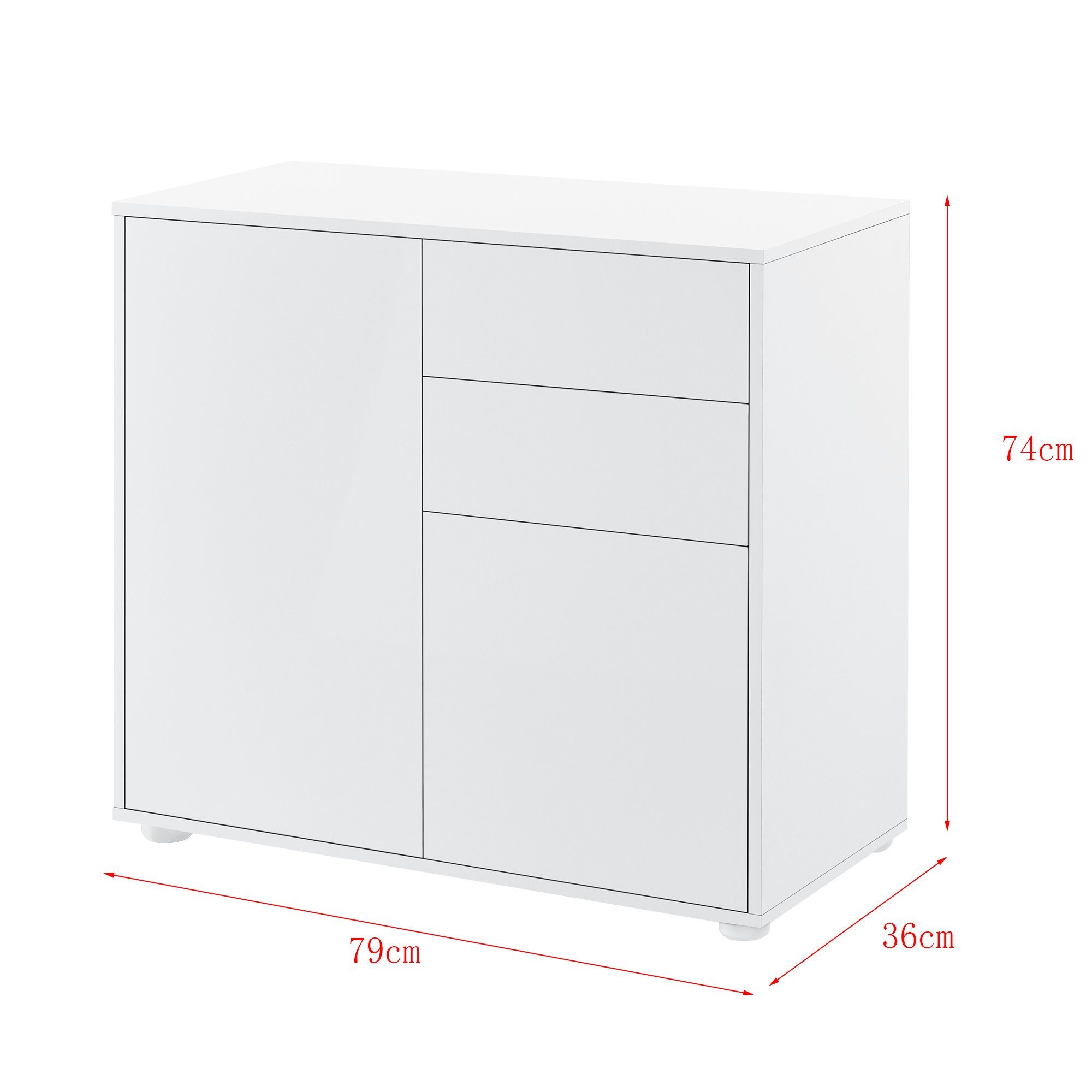 en.casa Sideboard, »Paarl« 74x79x36 cm Weiß, günstig online kaufen