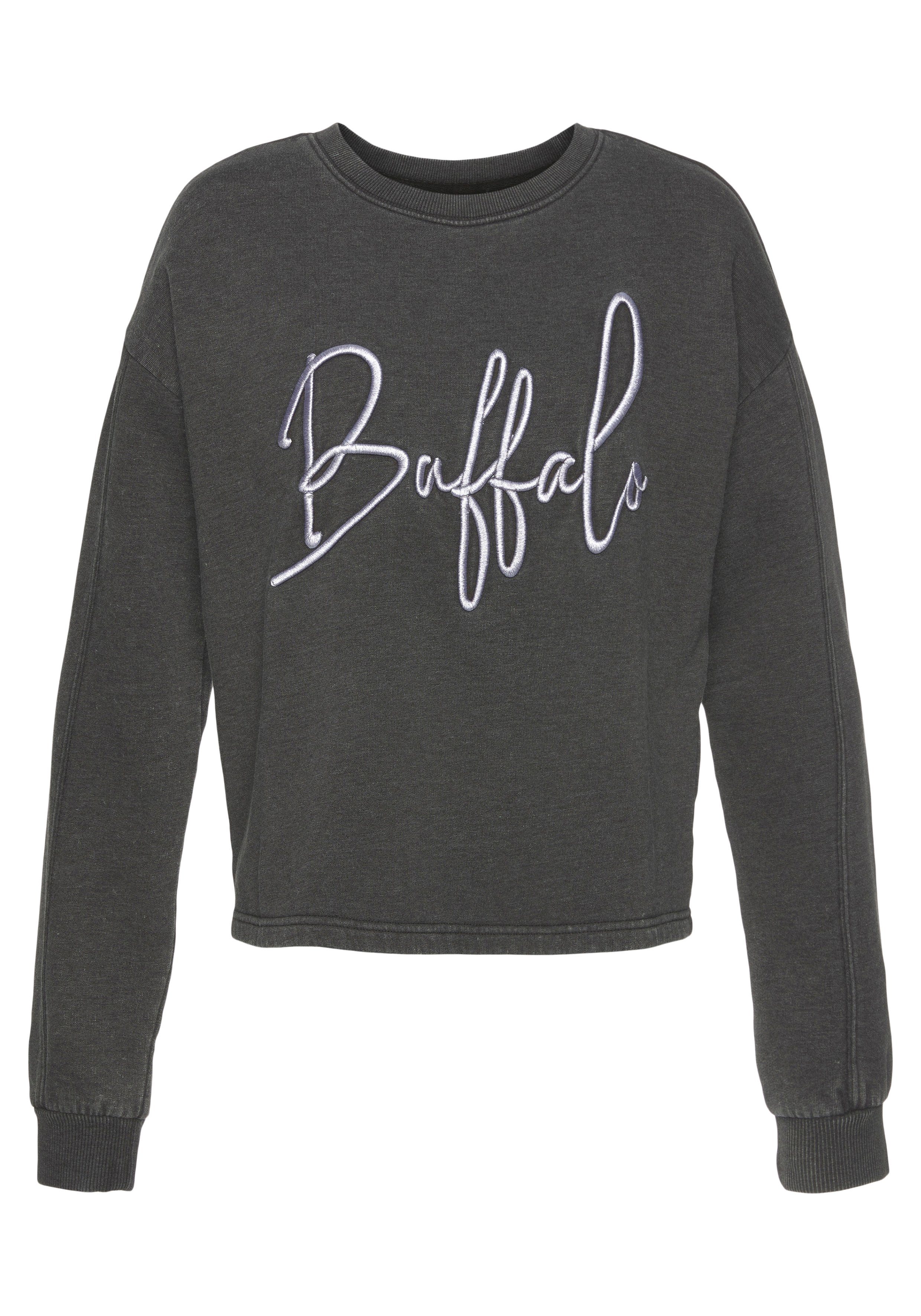 Buffalo Loungeanzug schwarz Form in kurzer Sweatshirt mit Logostickerei,