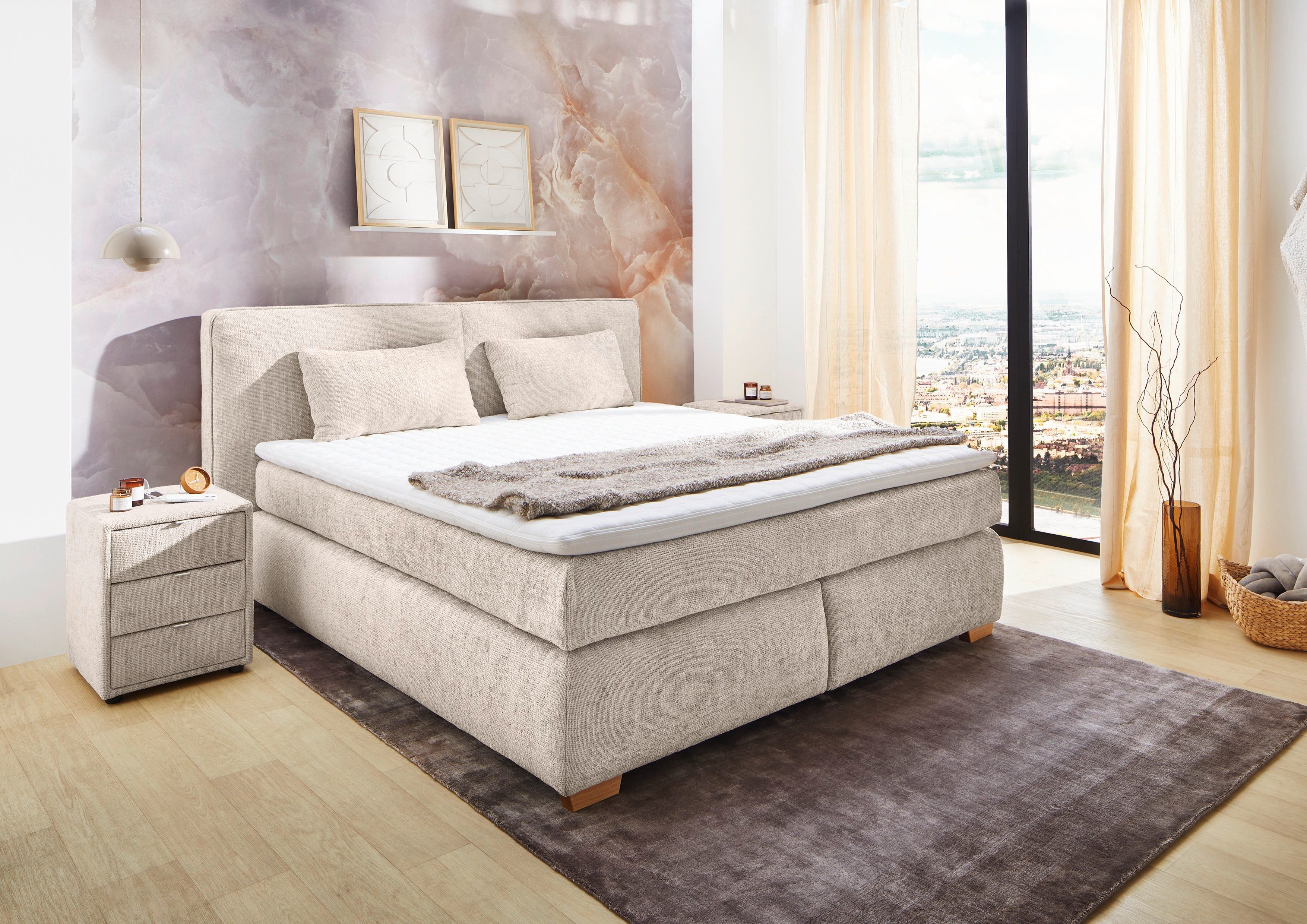 Jockenhöfer Gruppe Boxspringbett Valentina in der Breite 180cm, beige, extra dickes Kopfteil mit Keder, 7-Zonen-TTFK-Matratzen, Visco-Topper, verschiedene Härte – Bild 5 von 5