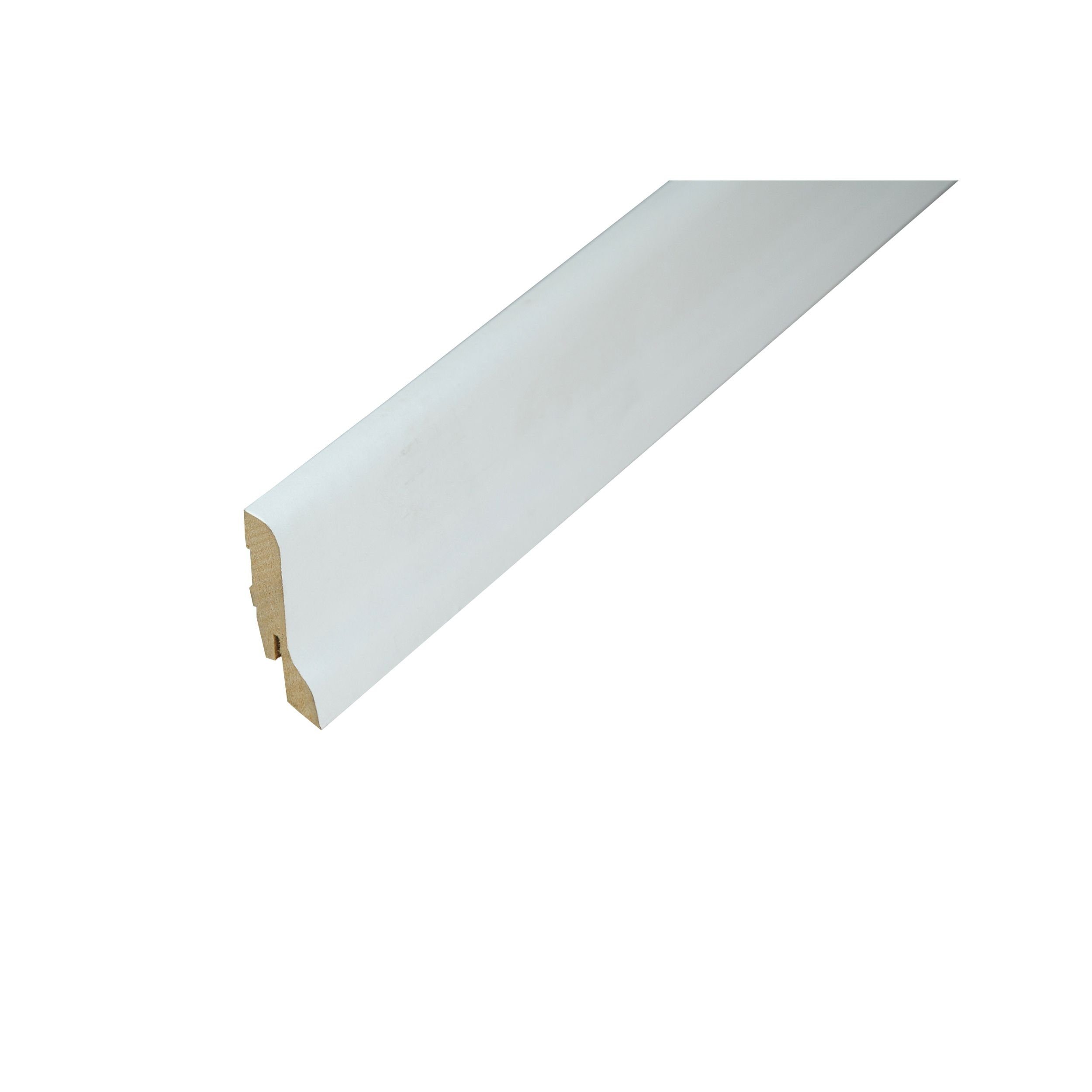 PROVISTON Sockelleiste MDF Foliert, 20 x 60 x 2500 mm, Weiß, Fußleiste, L: 250 cm