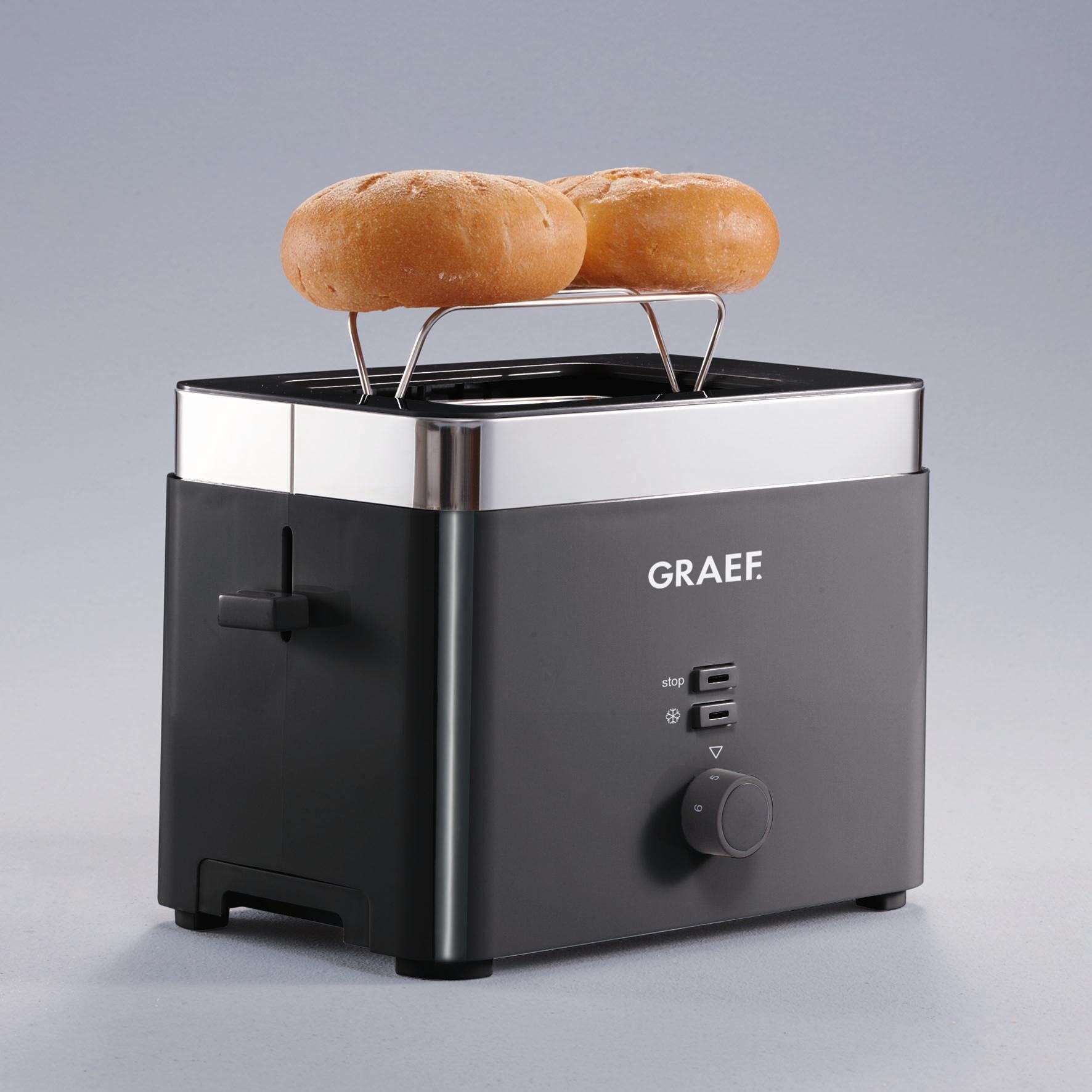 Graef Toaster TO 2 Scheiben, W 62, schwarz kurze 2 für 888 Schlitze