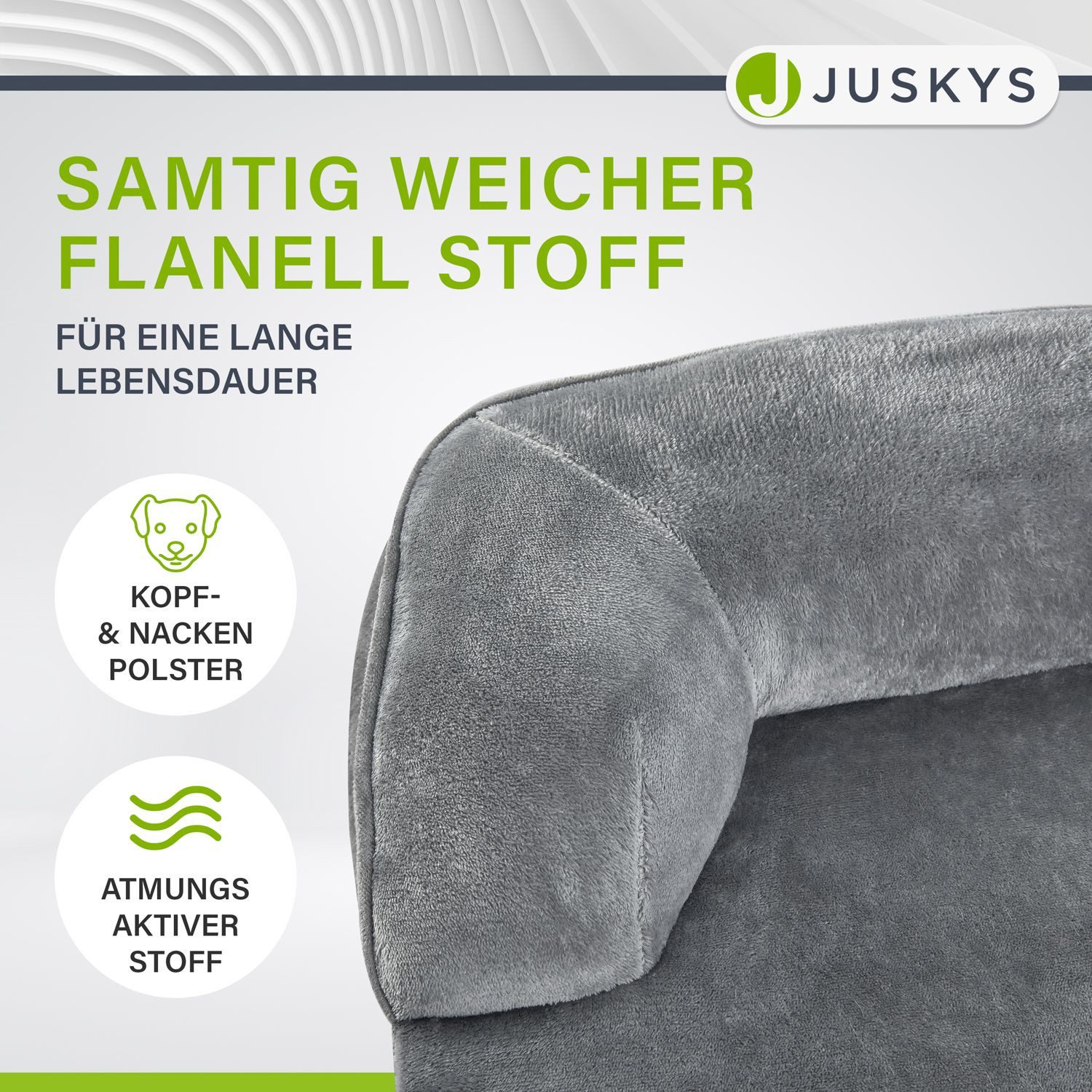 Juskys Tierbett Sheena, Stoff, Flanell (100 % Polyester), orthopädisch, waschbar und rutschfest, gepolsterter Rand