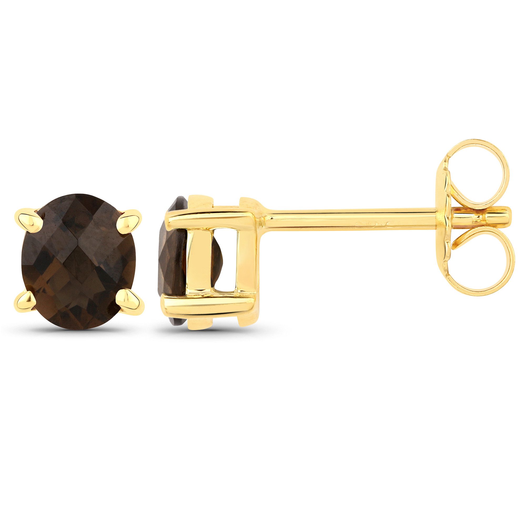 Vira Jewels Paar Ohrstecker 925-Sterling Silber vergoldet Glänzend Rauchquartz