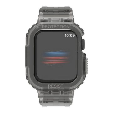 Wigento Smartwatch-Armband Für Apple Watch Ultra 1 + 2 49mm Armband mit Gehäuse Transparent/Black