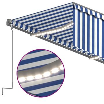 vidaXL Markise Markise Automatisch mit Rollo LED Windsensor 3x2,5m Blau Weiß