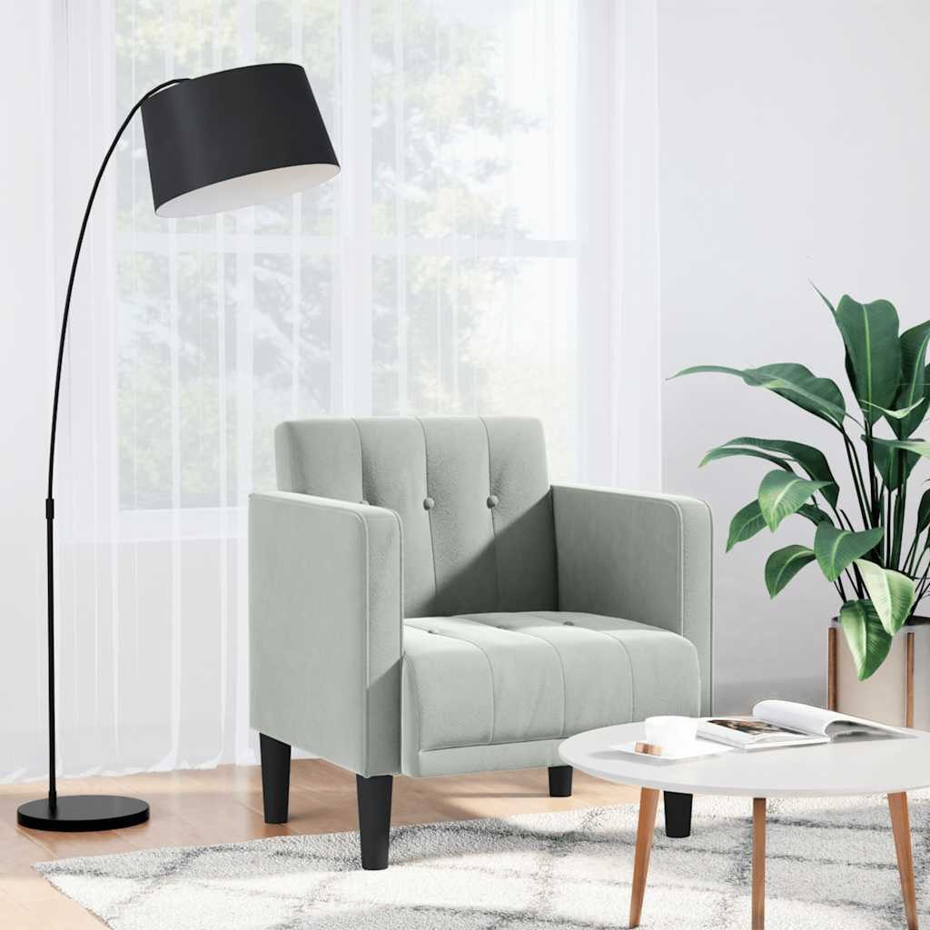 vidaXL Sessel, Sessel mit Armlehnen Hellgrau 53 cm Samt
