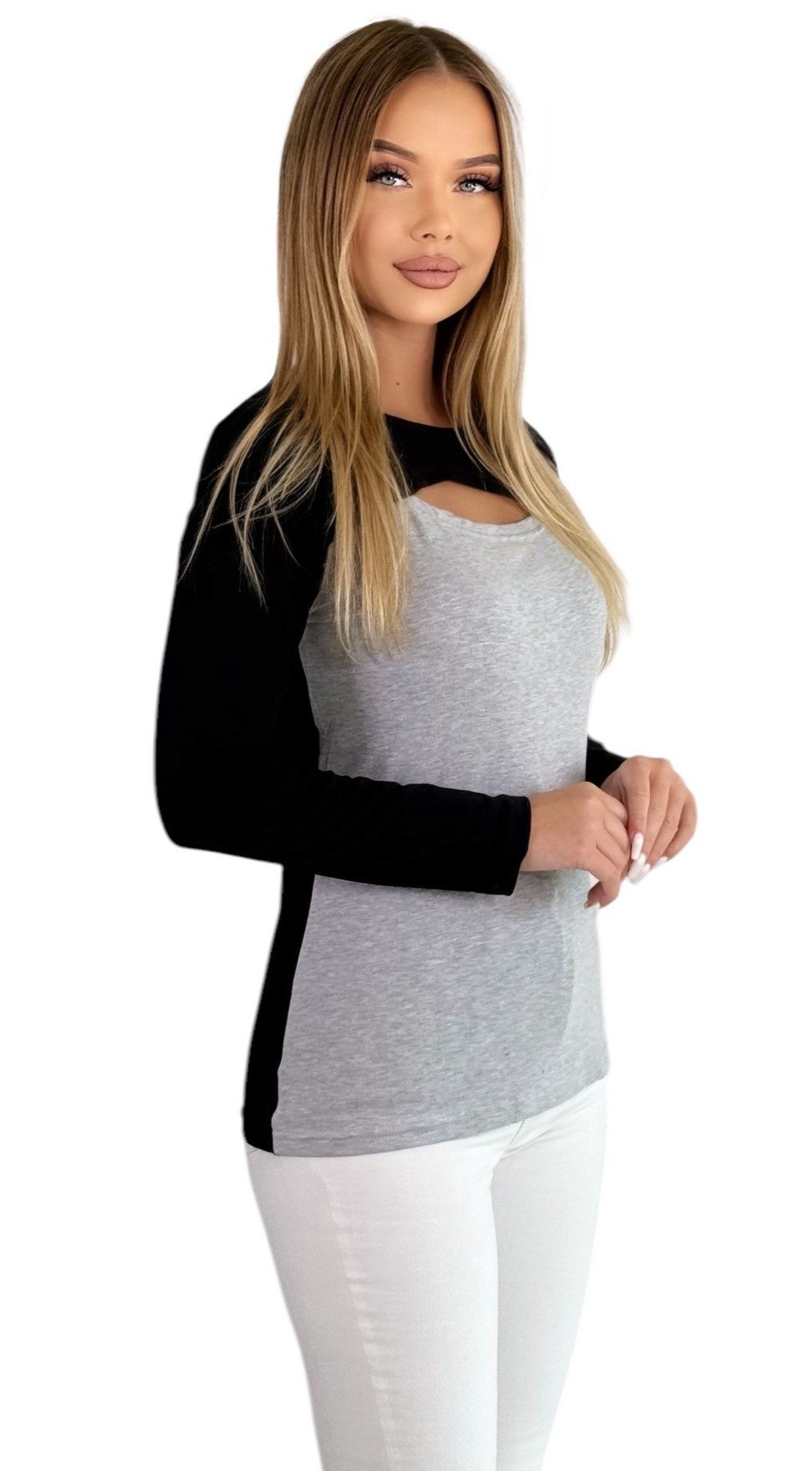 Mississhop 3/4-Arm-Shirt Zweifarbige Oberteil Bluse / günstig online kaufen