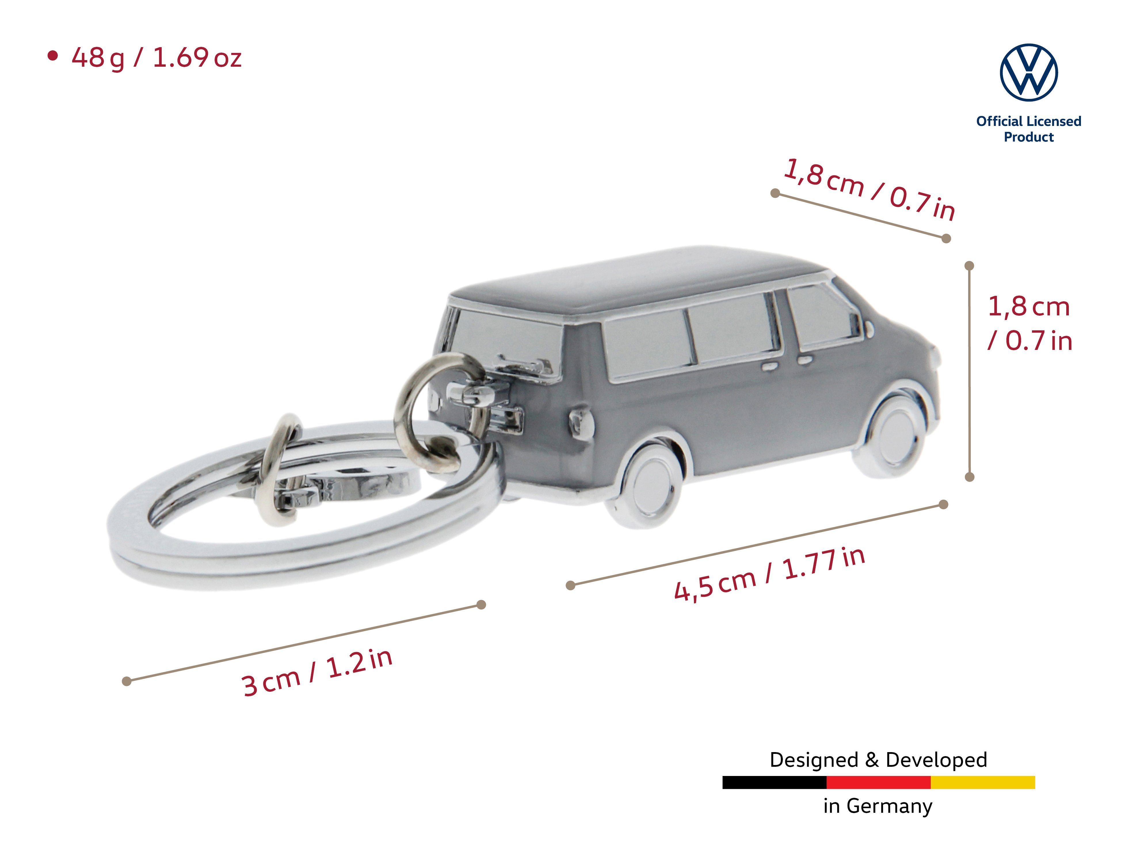 VW Collection by im T5 Accessoire Design Schlüsselbund, Volkswagen BRISA Bulli grauen Bus Schlüsselanhänger Schlüsselring