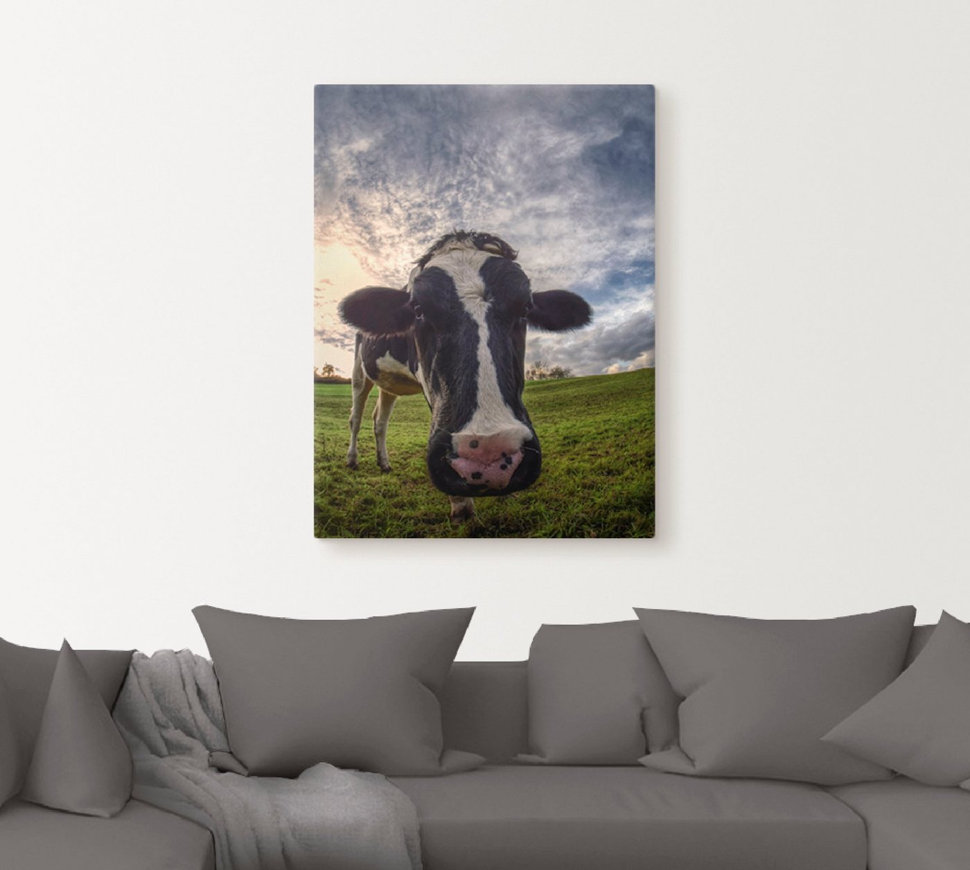 Artland Wandbild »Lustige Kuh«, Haustiere (1 Stück), in vielen Größen & Produktarten -Leinwandbild, Poster, Wandaufkleber / Wandtattoo auch für Badezimmer geeignet-HomeTrends