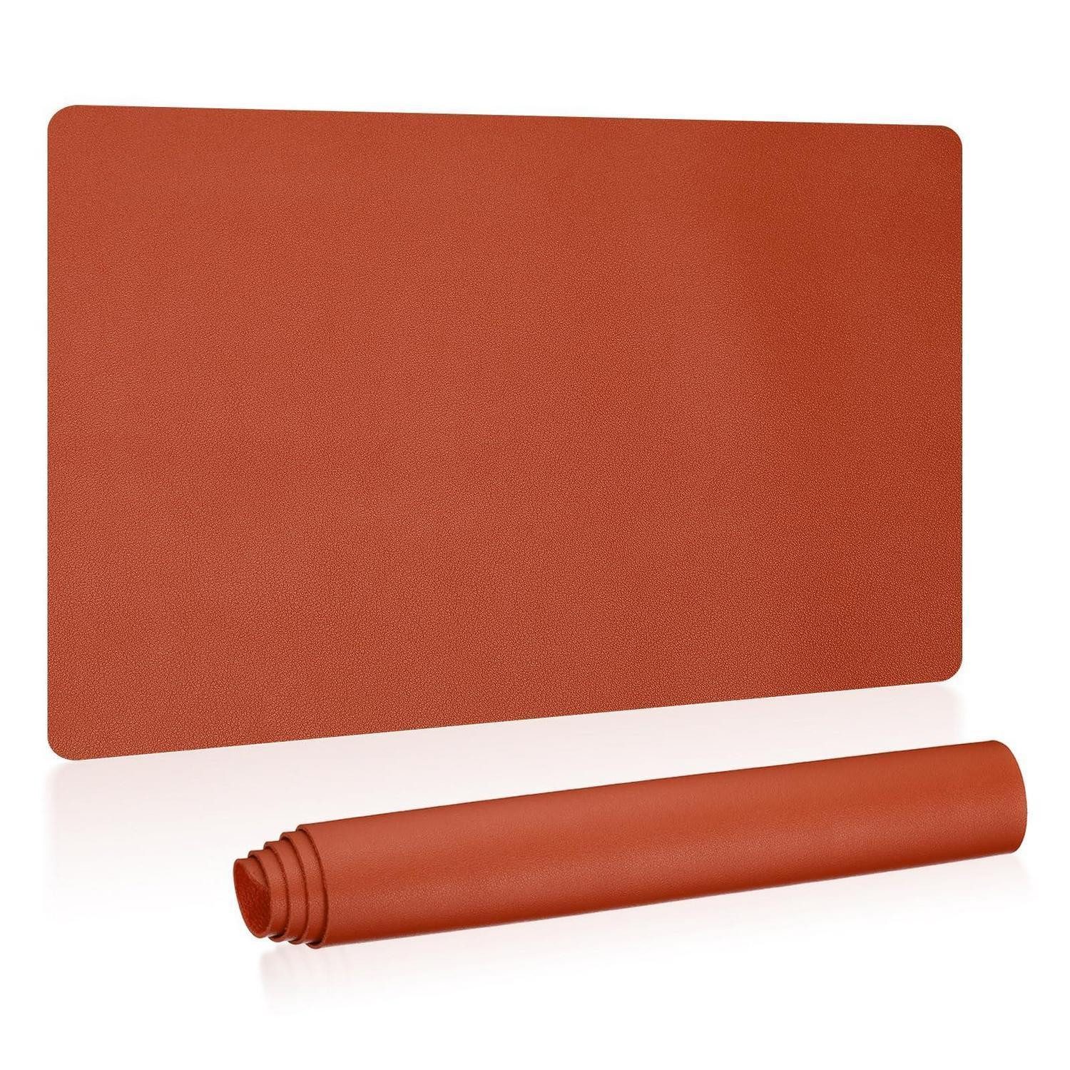 LuxusKollektion Schreibtischunterlage Große Schreibtischunterlage 140x43cm PU-Leder doppelseitig Orange