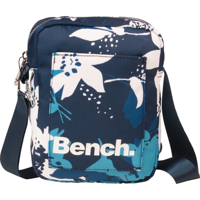 Bench. Umhängetasche Bench Mini Umhängetasche Nylon Damen Jugend Tasche in blau hellblau weiß Blumen-Print