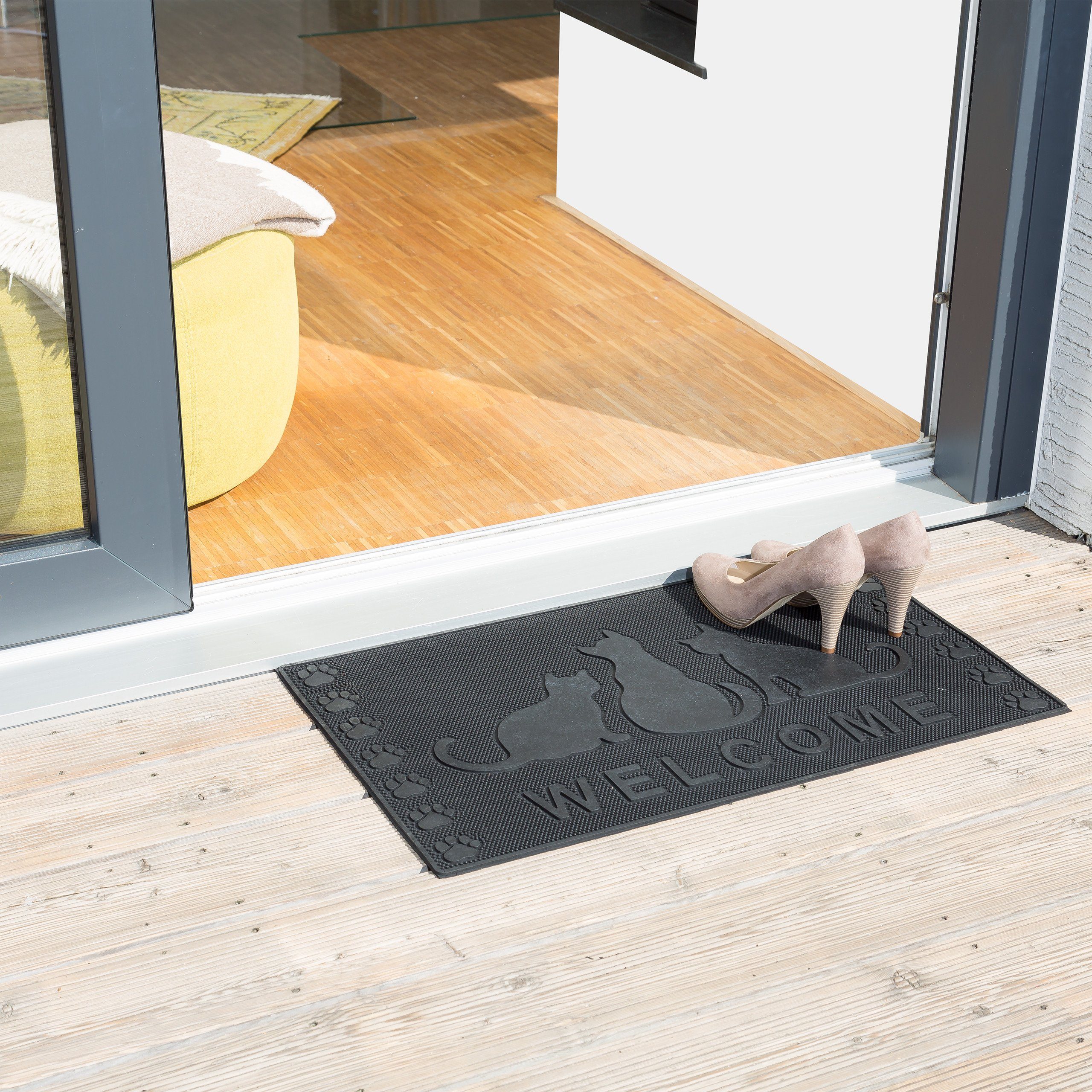 relaxdays Fußmatte Gummi Katze, Höhe: 5 günstig online kaufen