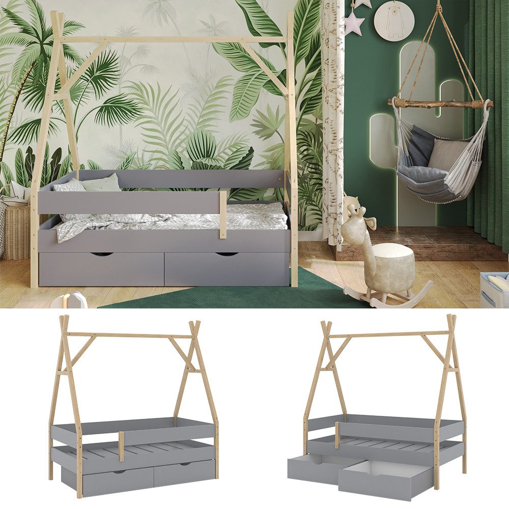 VitaliSpa® Kinderbett Bali, Grau, 80x160 cm günstig online kaufen
