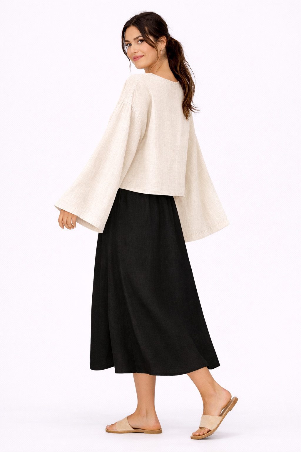 WENOR Schlupfbluse Damen Musselin Einheitsgröße – Oversize Sommerbluse 36-40 weite Fledermausärmel, luftig & locker – Baumwoll-Layering Sommerbluse – Bild 5 von 5