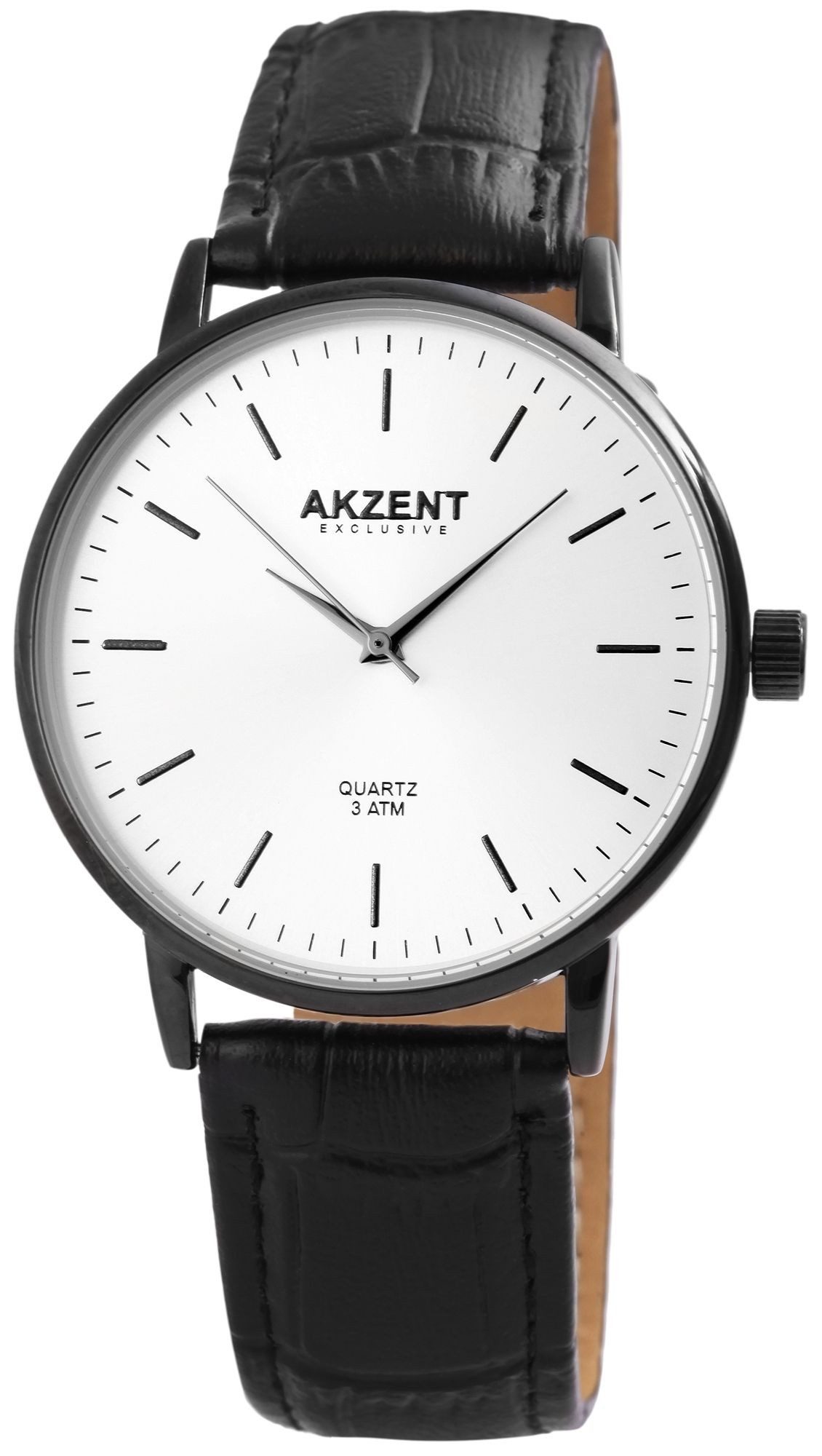 AKZENT Quarzuhr Katir, 3 ATM, Herrenuhr Lederimitat