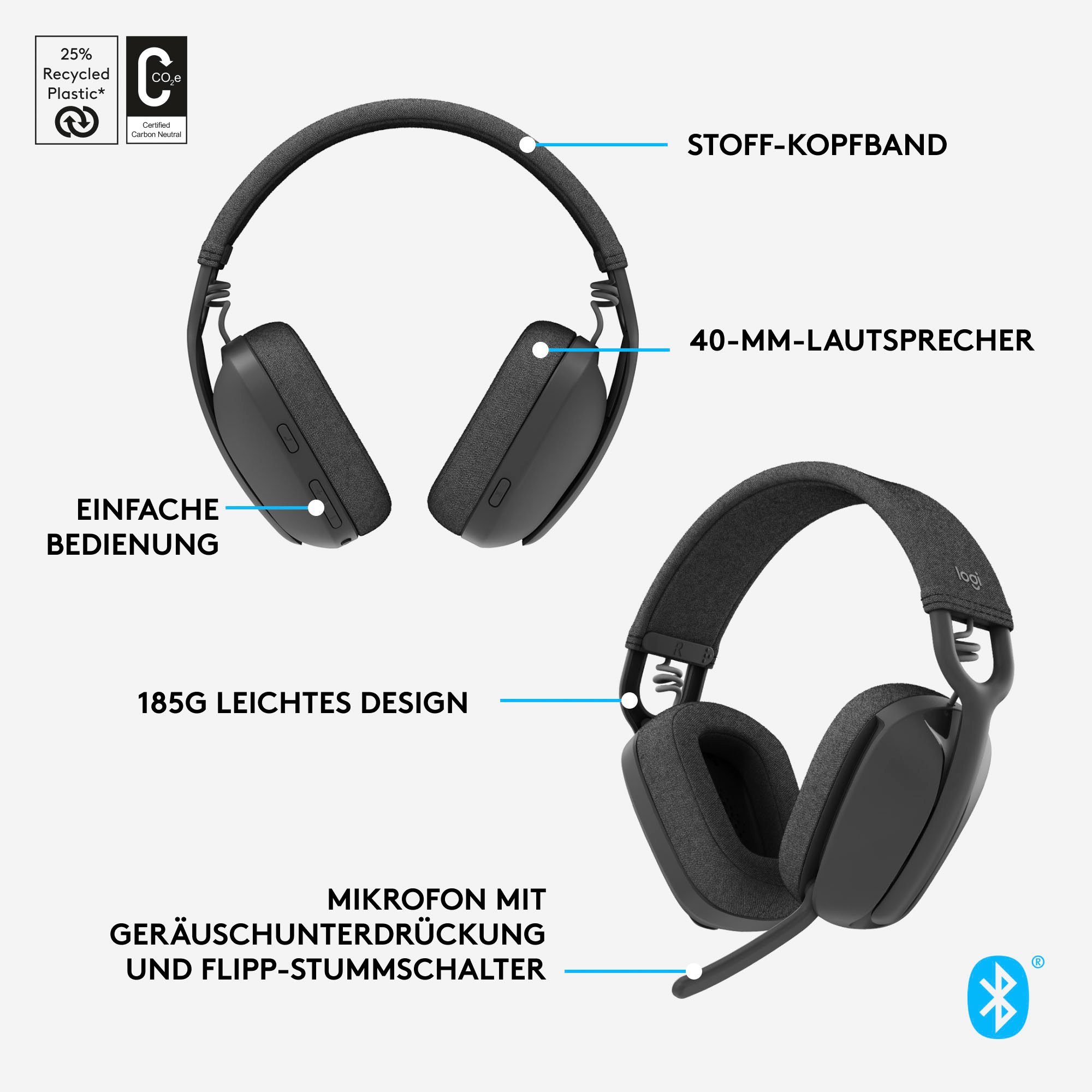 100 Gaming-Headset Vibe Zone (Noise-Cancelling, Bluetooth) Logitech