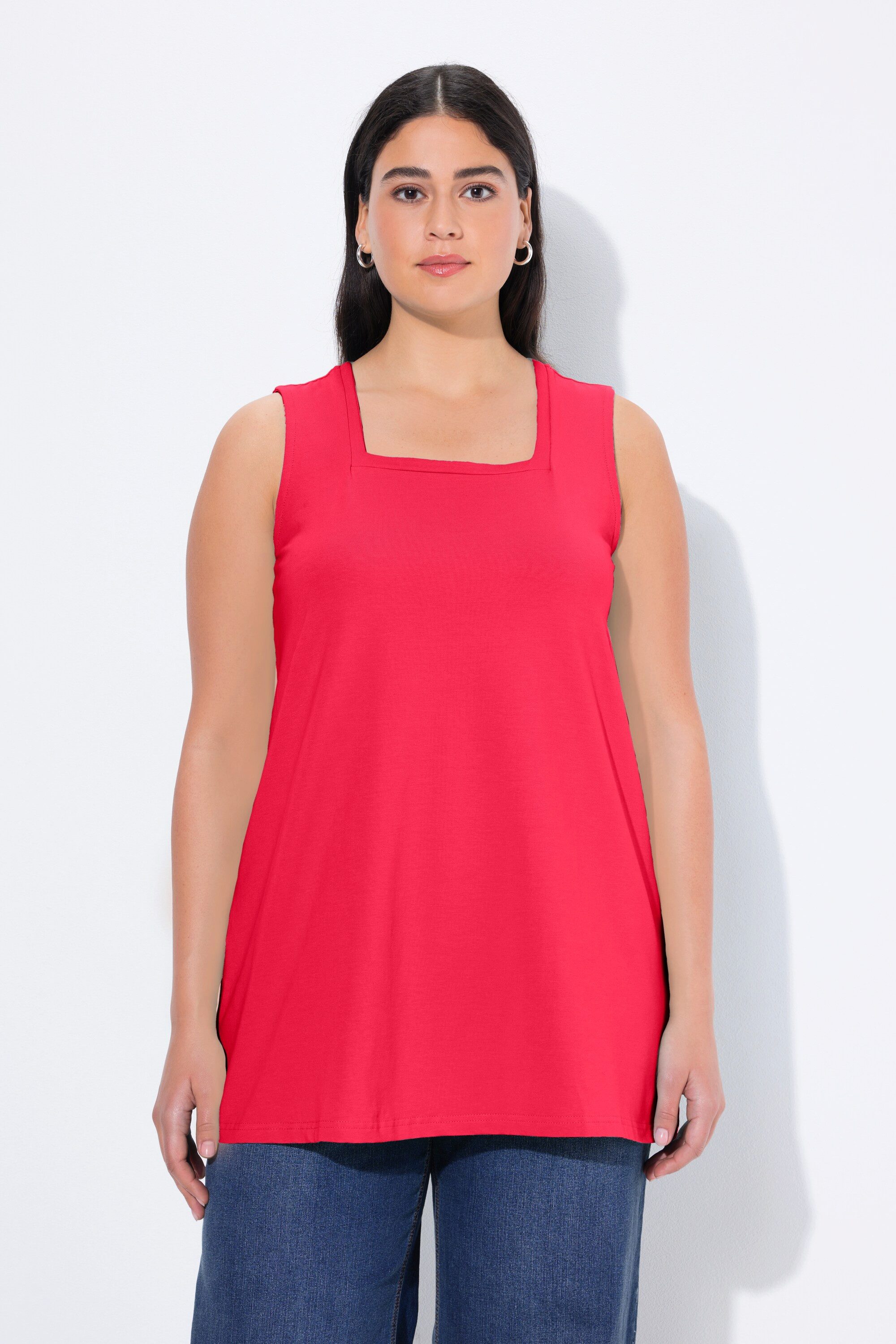 Ulla Popken Longshirt Longtop Classic Fit Carré-Ausschnitt ärmellos günstig online kaufen