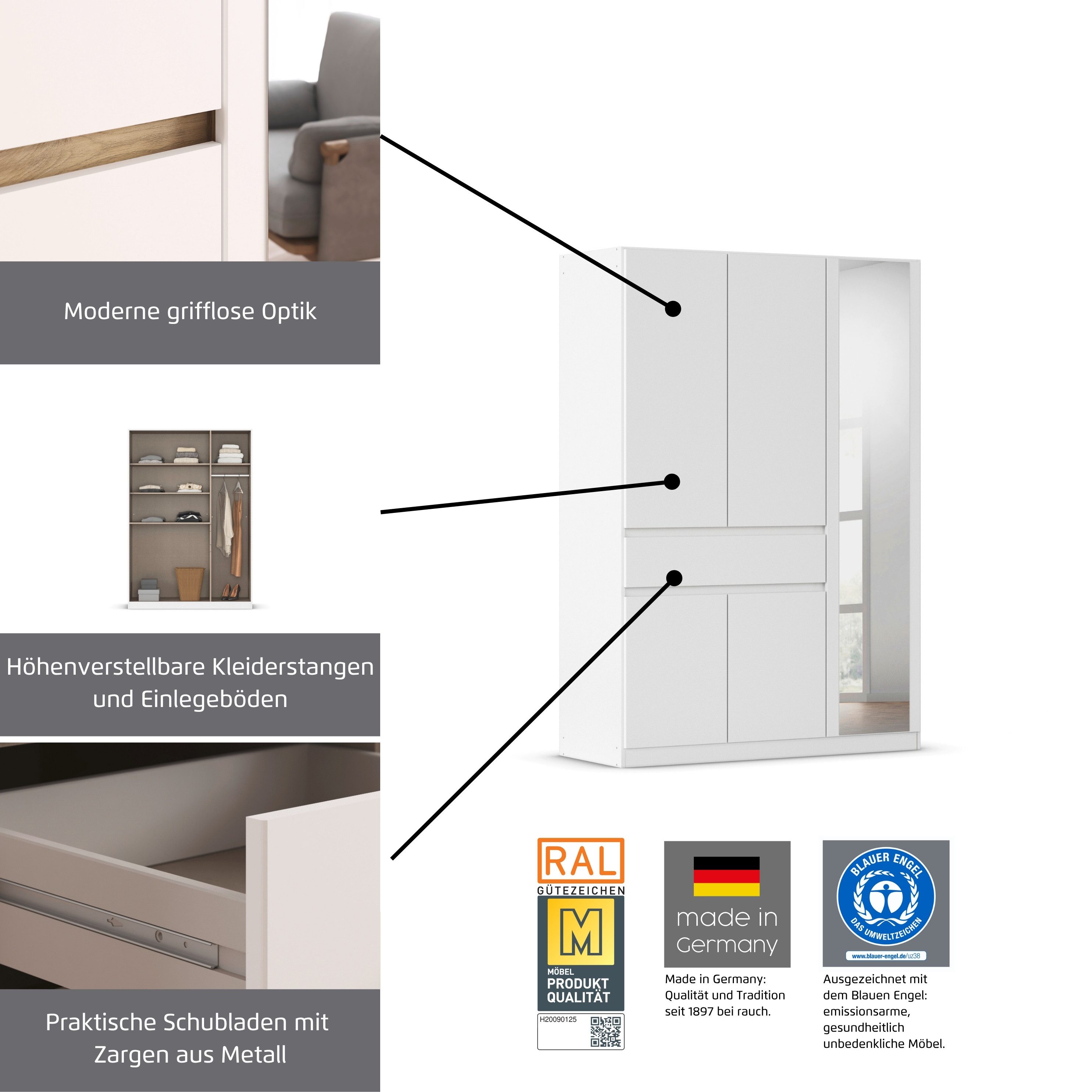 rauch Kleiderschrank Tübingen mit Spiegel