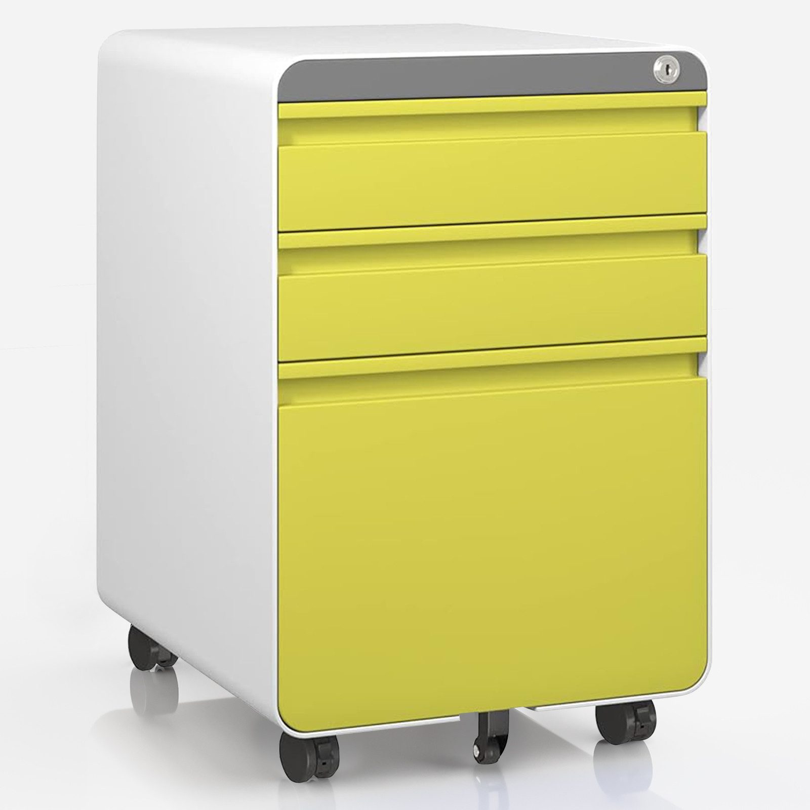 Dripex Aktenschrank Metall Rollcontainer Stahl Büroschrank mit 2/3 Schubladen